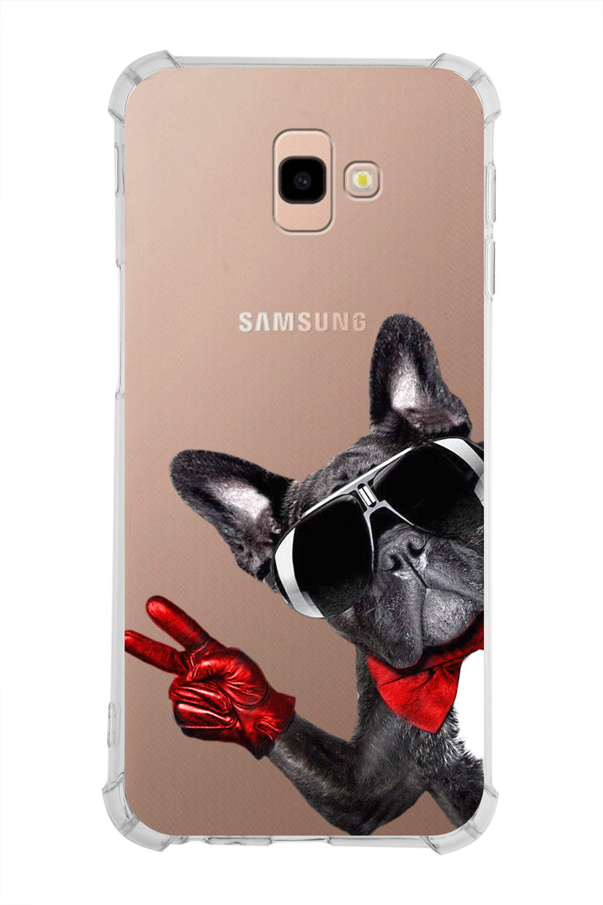 Samsung Galaxy J4+ Plus Uyumlu Köpek 2 Baskılı Şeffaf Köşe Korumalı Antişok Kılıf