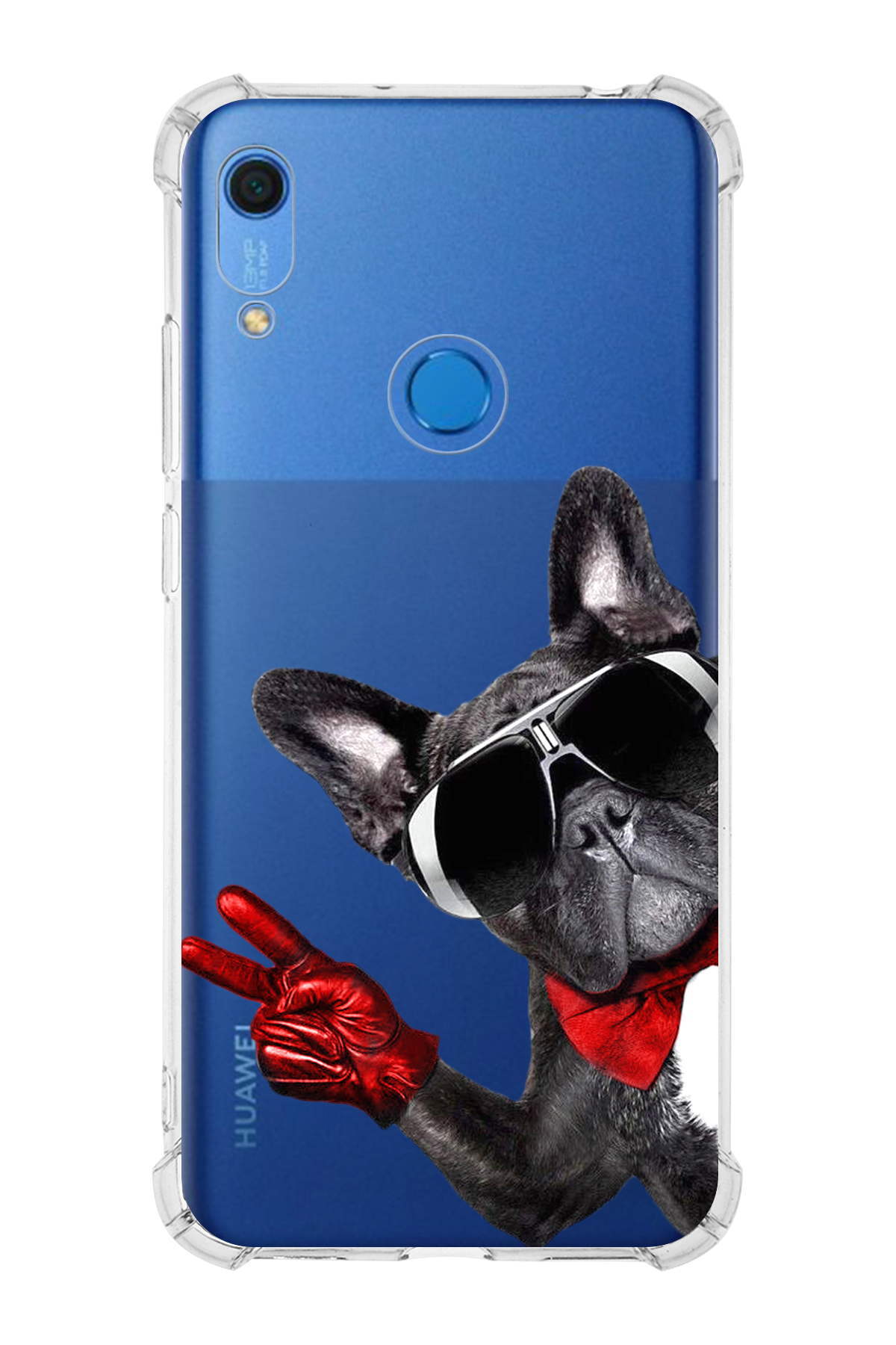 Huawei Y6S Uyumlu Köpek 2 Baskılı Şeffaf Köşe Korumalı Antişok Kılıf