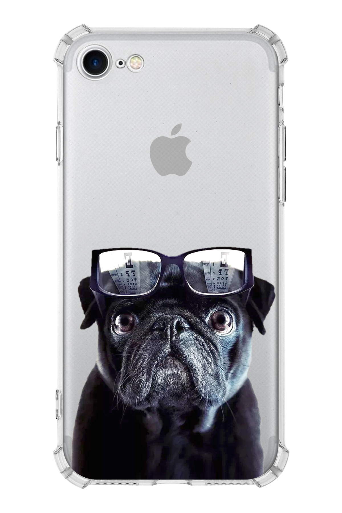PrintiFy Apple iPhone 7 Uyumlu Köpek 3 Baskılı Şeffaf Köşe Korumalı Antişok Kılıf