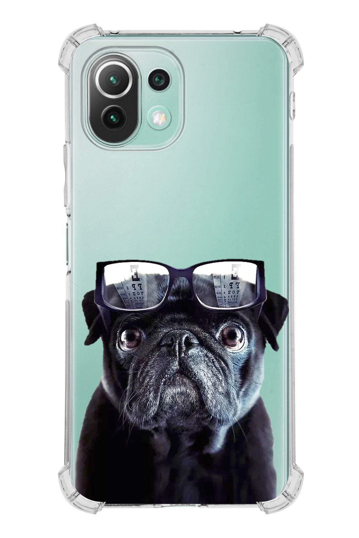 Xiaomi Mi 11 Lite Uyumlu Köpek 3 Baskılı Şeffaf Köşe Korumalı Antişok Kılıf