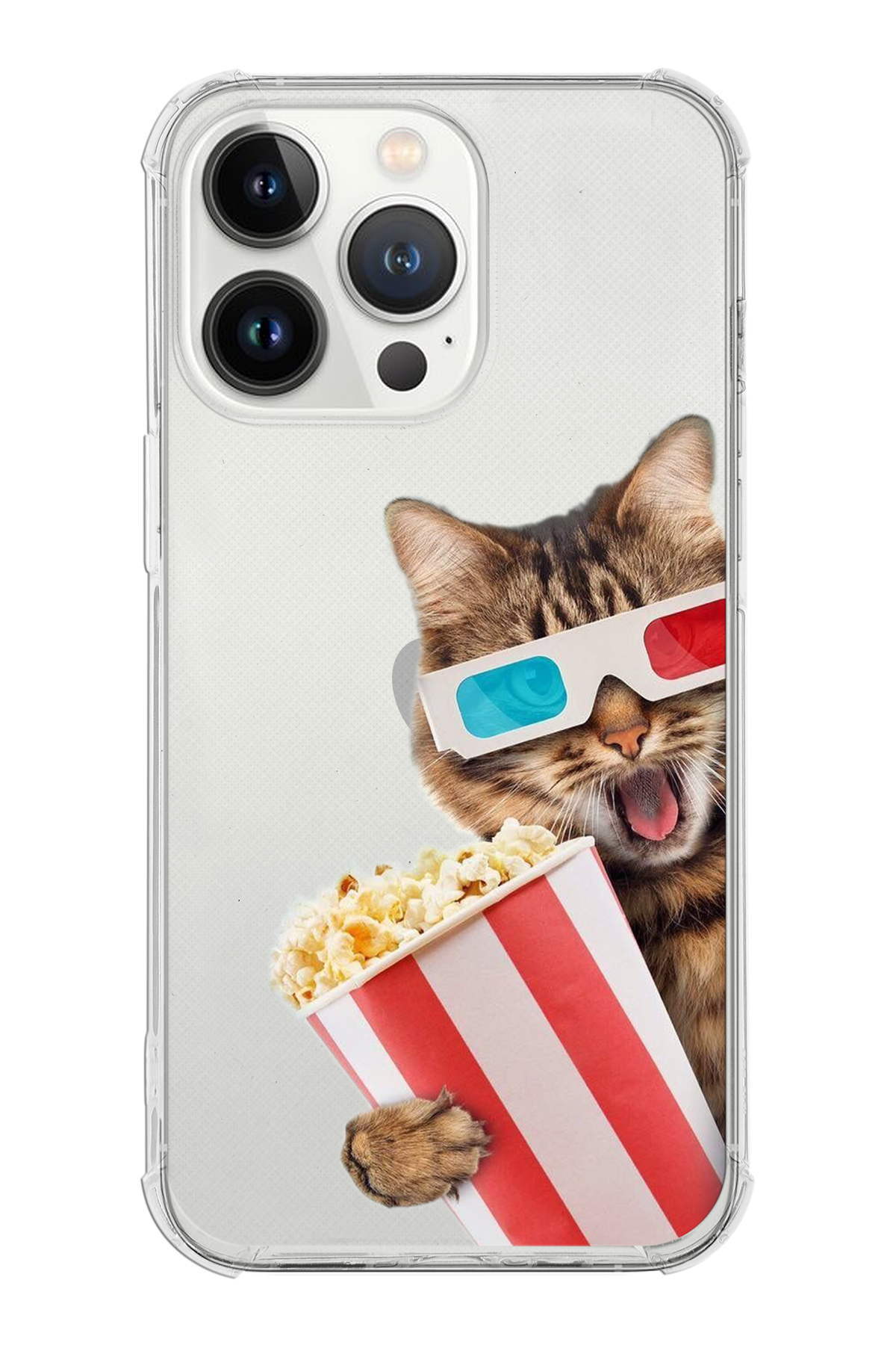 PrintiFy Apple iPhone 13 Pro Max Uyumlu Kedi 1 Baskılı Şeffaf Köşe Korumalı Antişok Kılıf