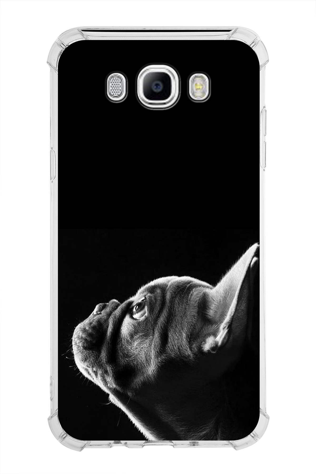 Samsung Galaxy J7 2016 Uyumlu Köpek 1 Baskılı Şeffaf Köşe Korumalı Antişok Kılıf