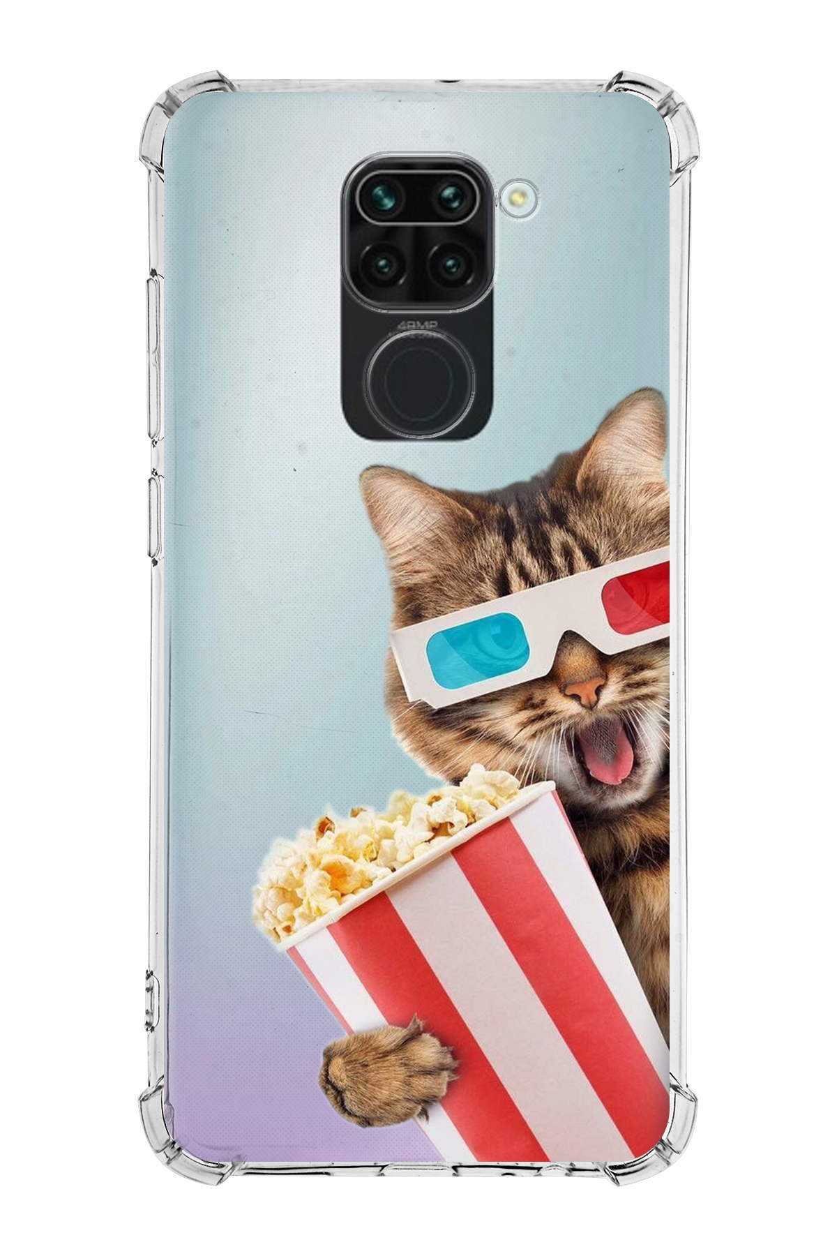 Xiaomi Redmi Note 9 Uyumlu Kedi 1 Baskılı Şeffaf Köşe Korumalı Antişok Kılıf