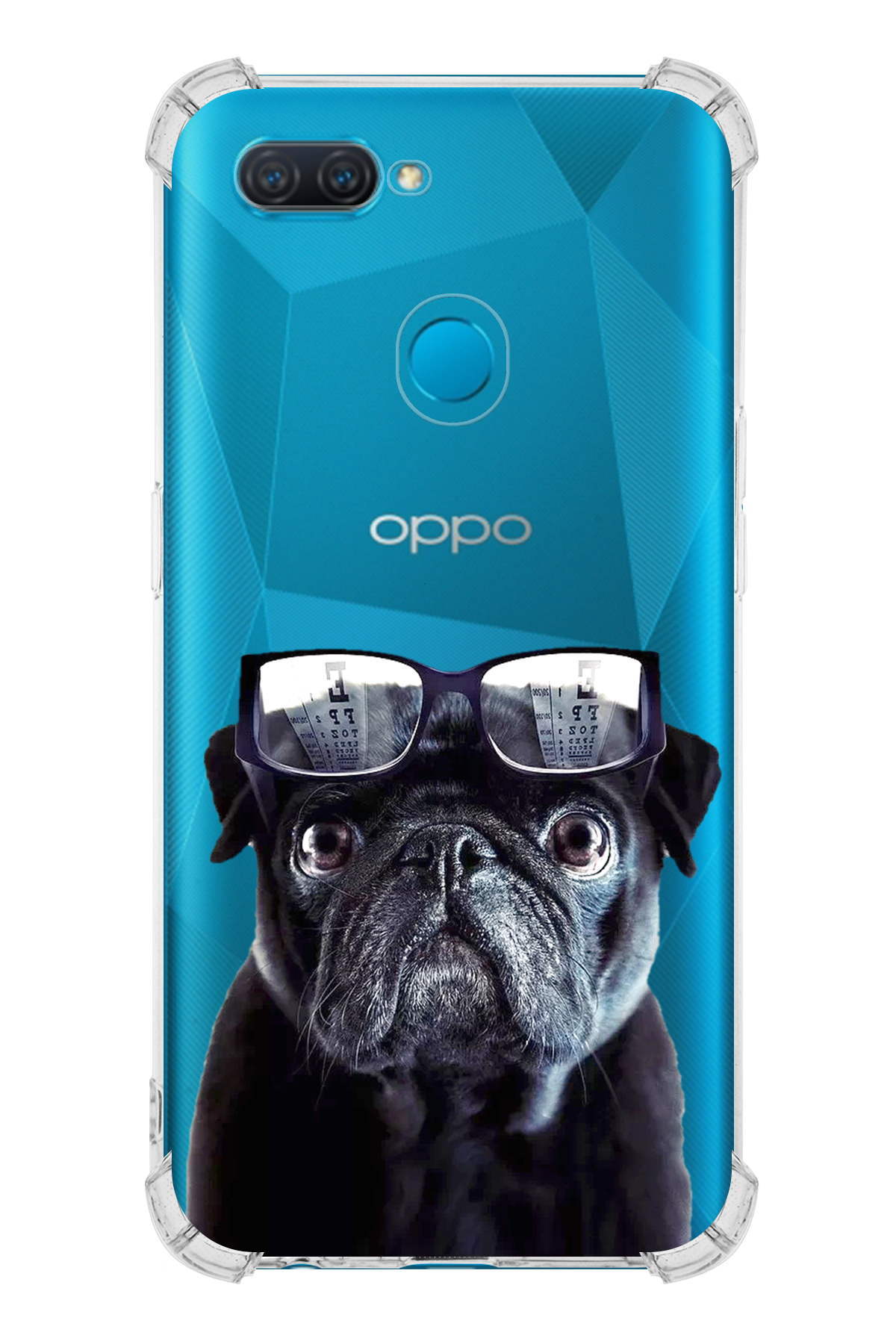 Oppo AX7 Uyumlu Köpek 3 Baskılı Şeffaf Köşe Korumalı Antişok Kılıf