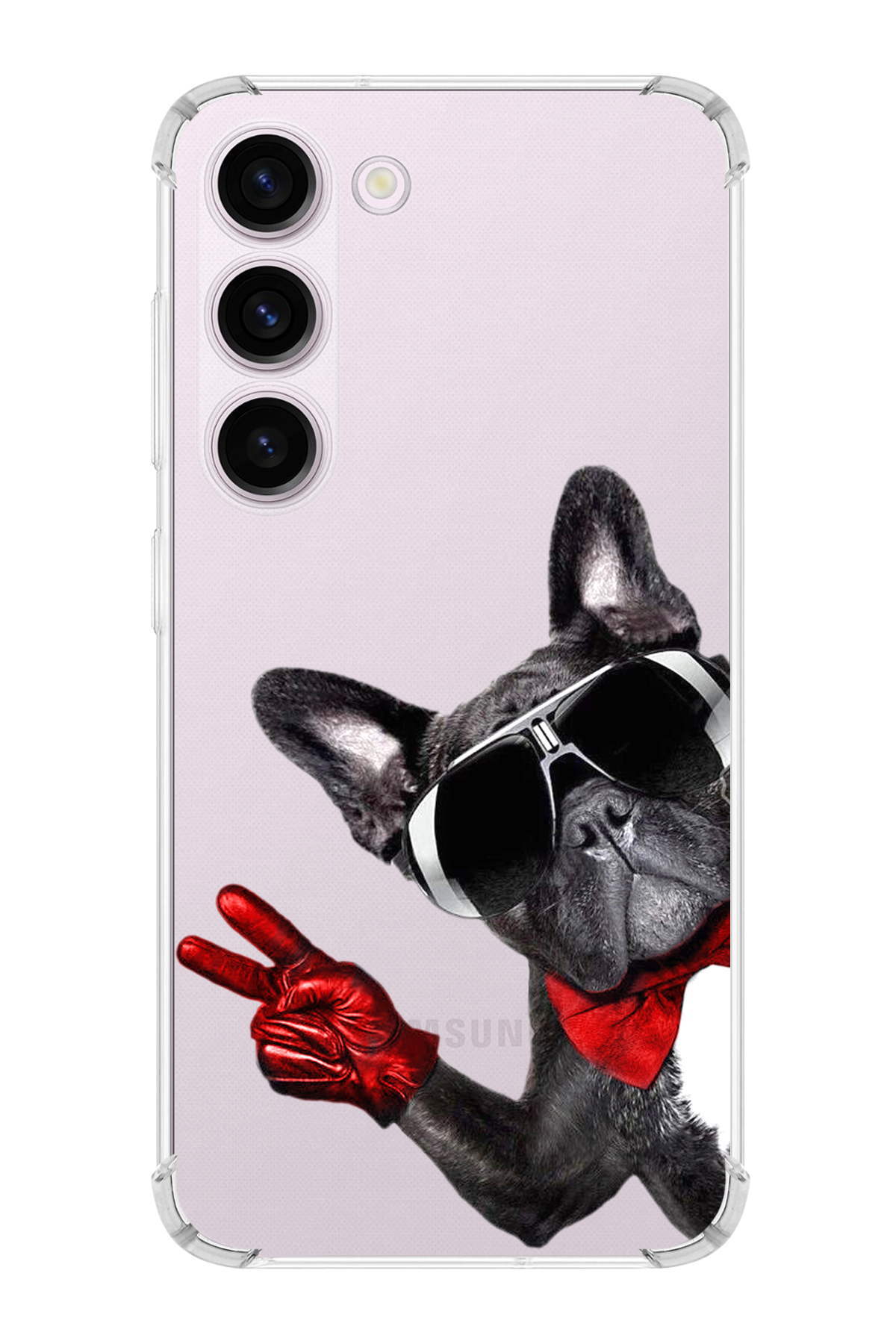 Samsung Galaxy S23 Plus Uyumlu Köpek 2 Baskılı Şeffaf Köşe Korumalı Antişok Kılıf
