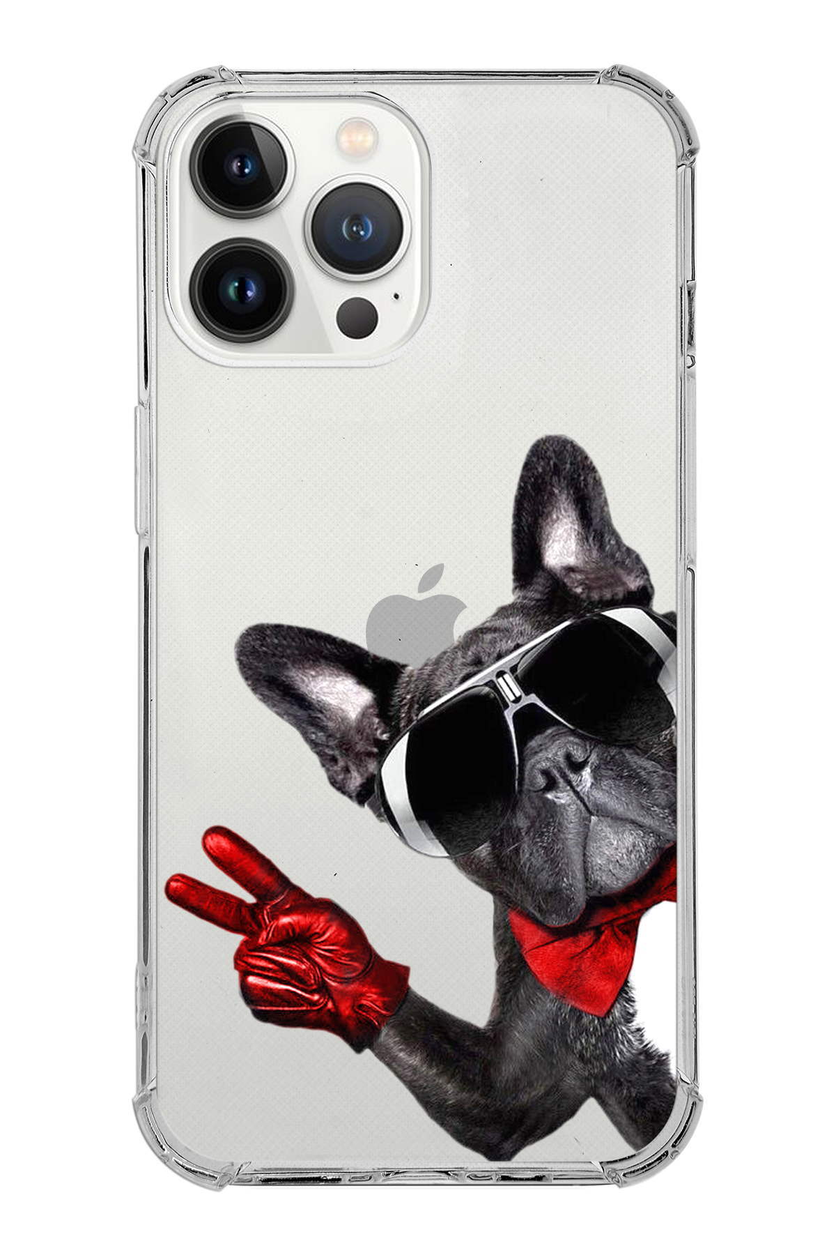 PrintiFy Apple iPhone 13 Pro Uyumlu Köpek 2 Baskılı Şeffaf Köşe Korumalı Antişok Kılıf
