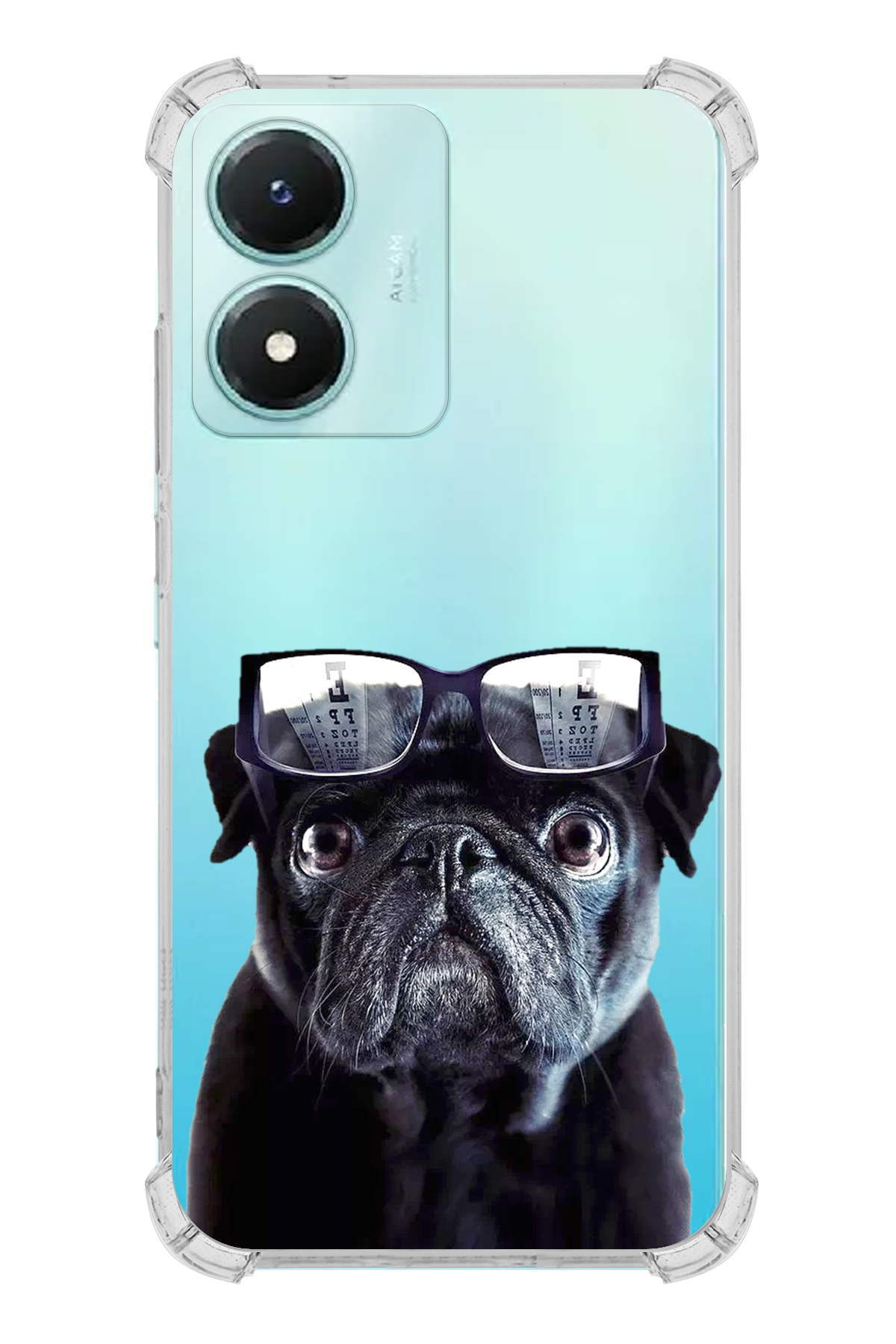 Vivo Y02s Uyumlu Köpek 3 Baskılı Şeffaf Köşe Korumalı Antişok Kılıf