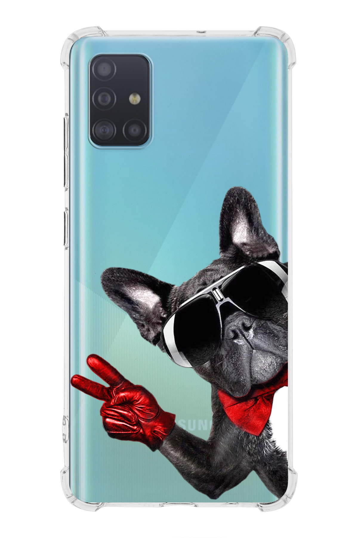 Samsung Galaxy A51 Uyumlu Köpek 2 Baskılı Şeffaf Köşe Korumalı Antişok Kılıf