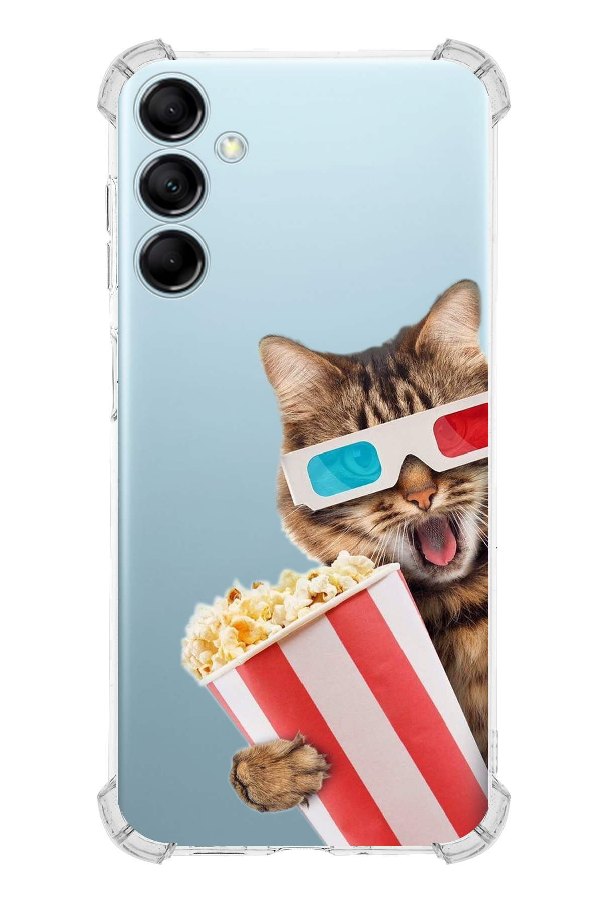 Samsung Galaxy M14 Uyumlu Kedi 1 Baskılı Şeffaf Köşe Korumalı Antişok Kılıf