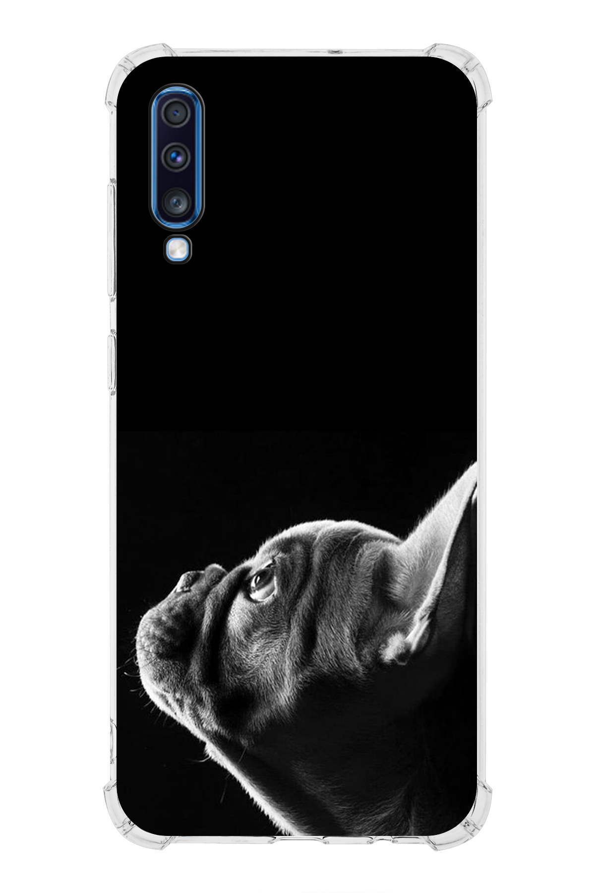 Samsung Galaxy A70 Uyumlu Köpek 1 Baskılı Şeffaf Köşe Korumalı Antişok Kılıf
