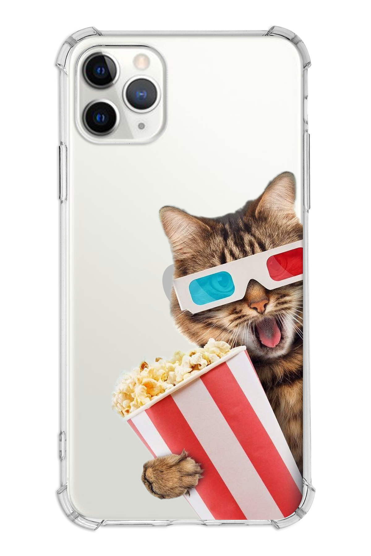 PrintiFy Apple iPhone 11 Pro Max Uyumlu Kedi 1 Baskılı Şeffaf Köşe Korumalı Antişok Kılıf