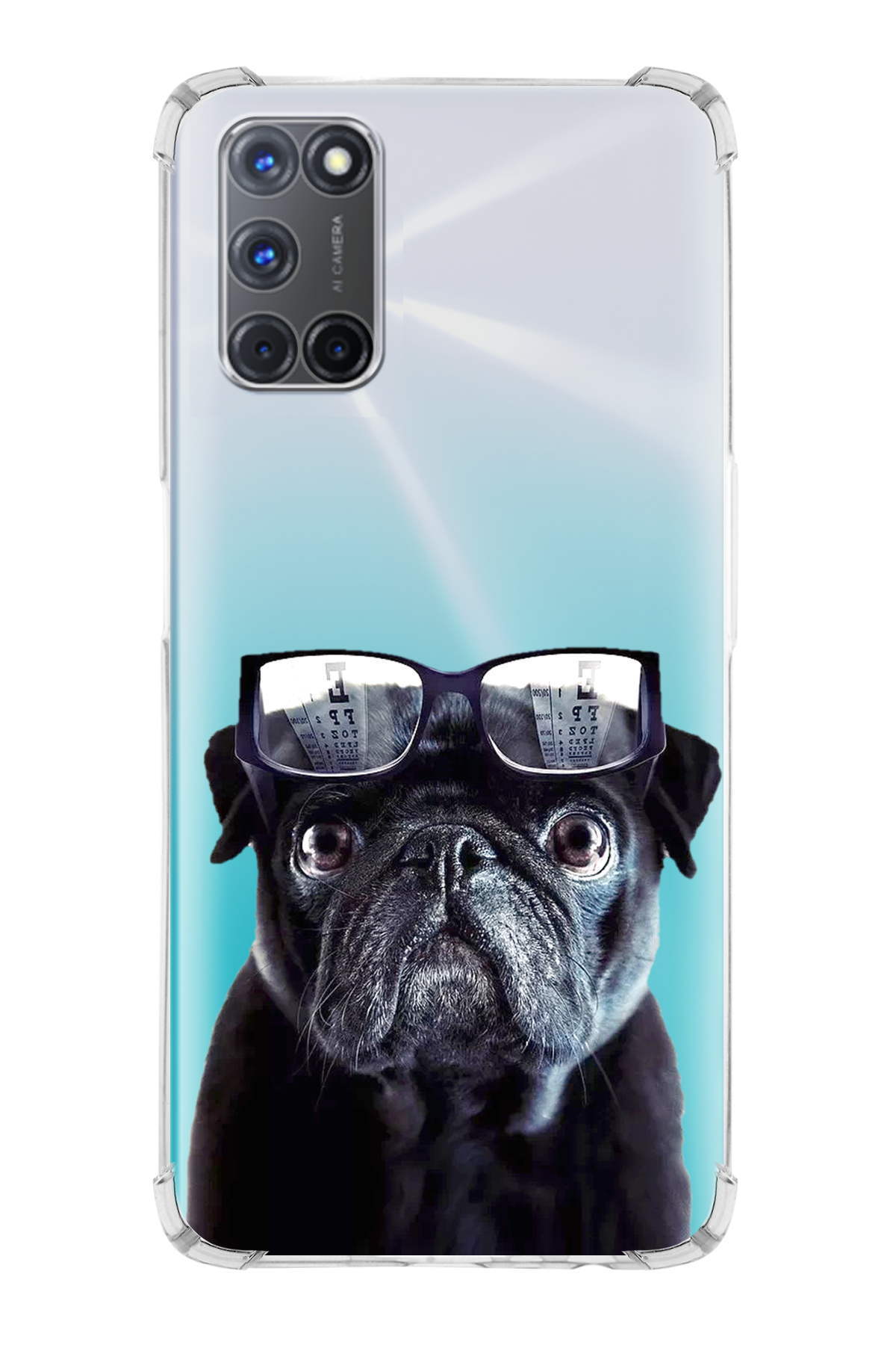 Oppo A72 Uyumlu Köpek 3 Baskılı Şeffaf Köşe Korumalı Antişok Kılıf