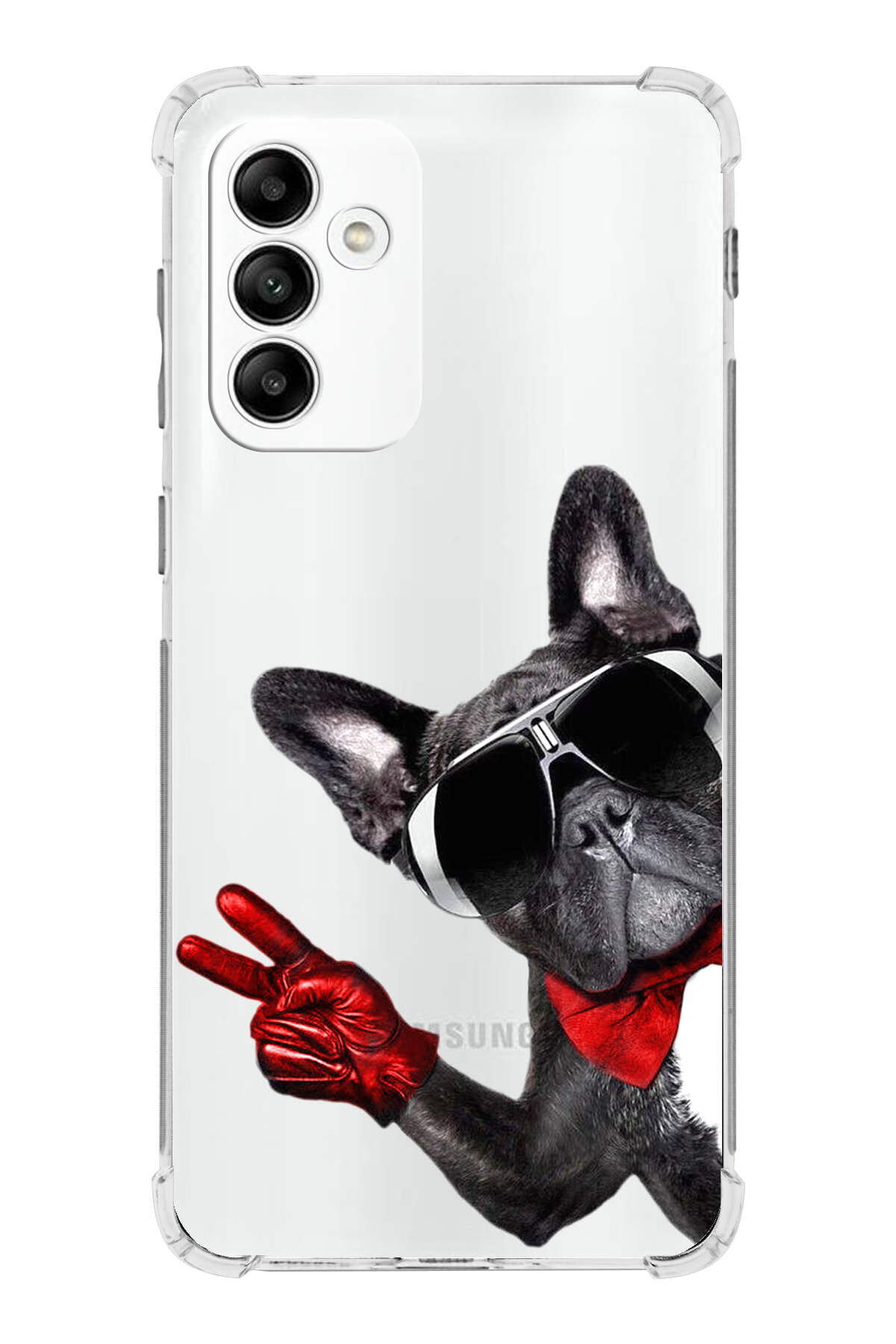 Samsung Galaxy M13 Uyumlu Köpek 2 Baskılı Şeffaf Köşe Korumalı Antişok Kılıf
