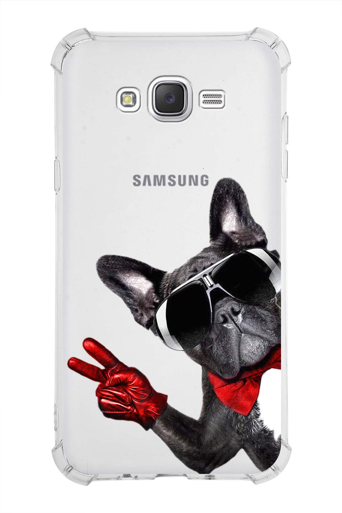 Samsung Galaxy J7 Uyumlu Köpek 2 Baskılı Şeffaf Köşe Korumalı Antişok Kılıf
