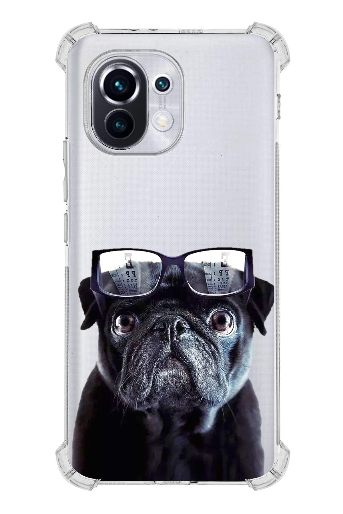 Xiaomi Mi 11 Uyumlu Köpek 3 Baskılı Şeffaf Köşe Korumalı Antişok Kılıf