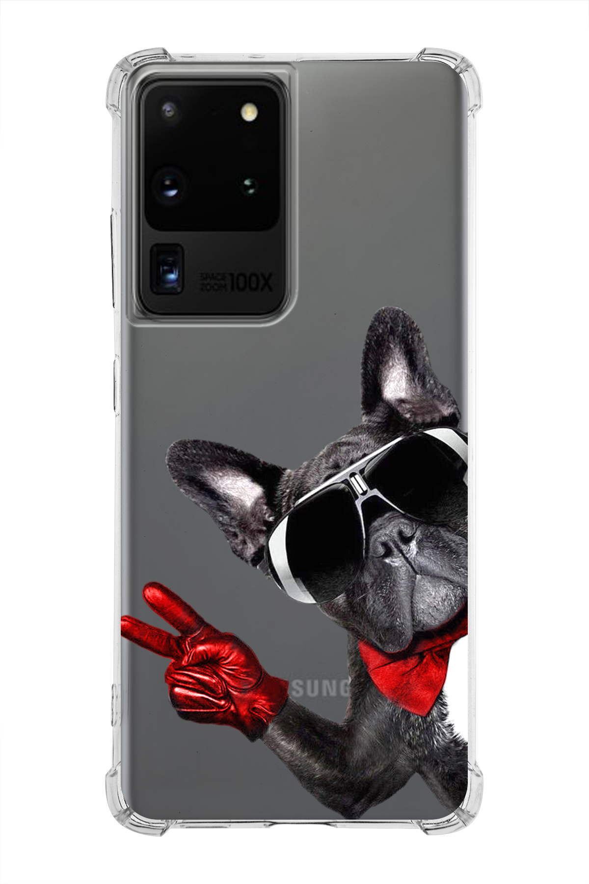 Samsung Galaxy S20 Ultra Uyumlu Köpek 2 Baskılı Şeffaf Köşe Korumalı Antişok Kılıf