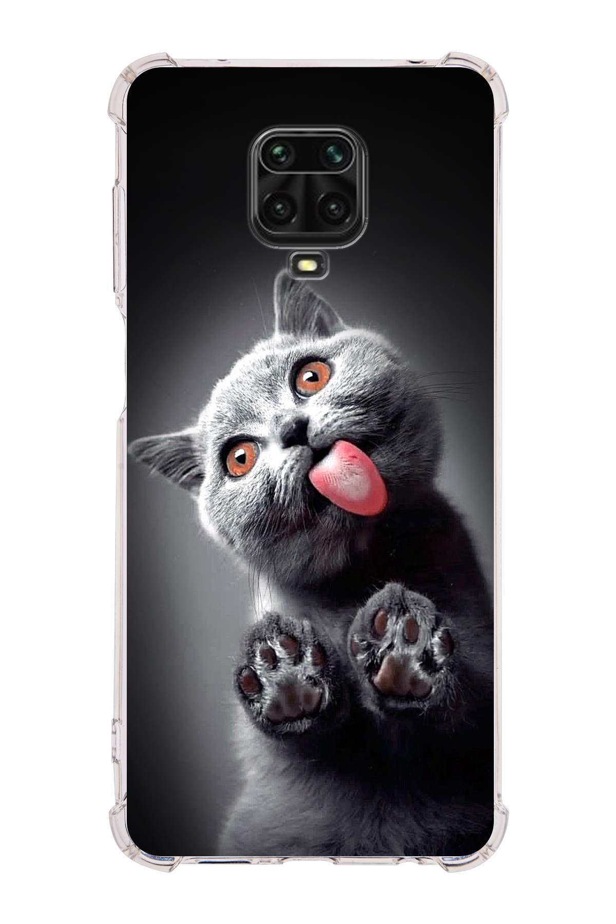Xiaomi Redmi Note 9s Uyumlu Kedi 2 Baskılı Şeffaf Köşe Korumalı Antişok Kılıf