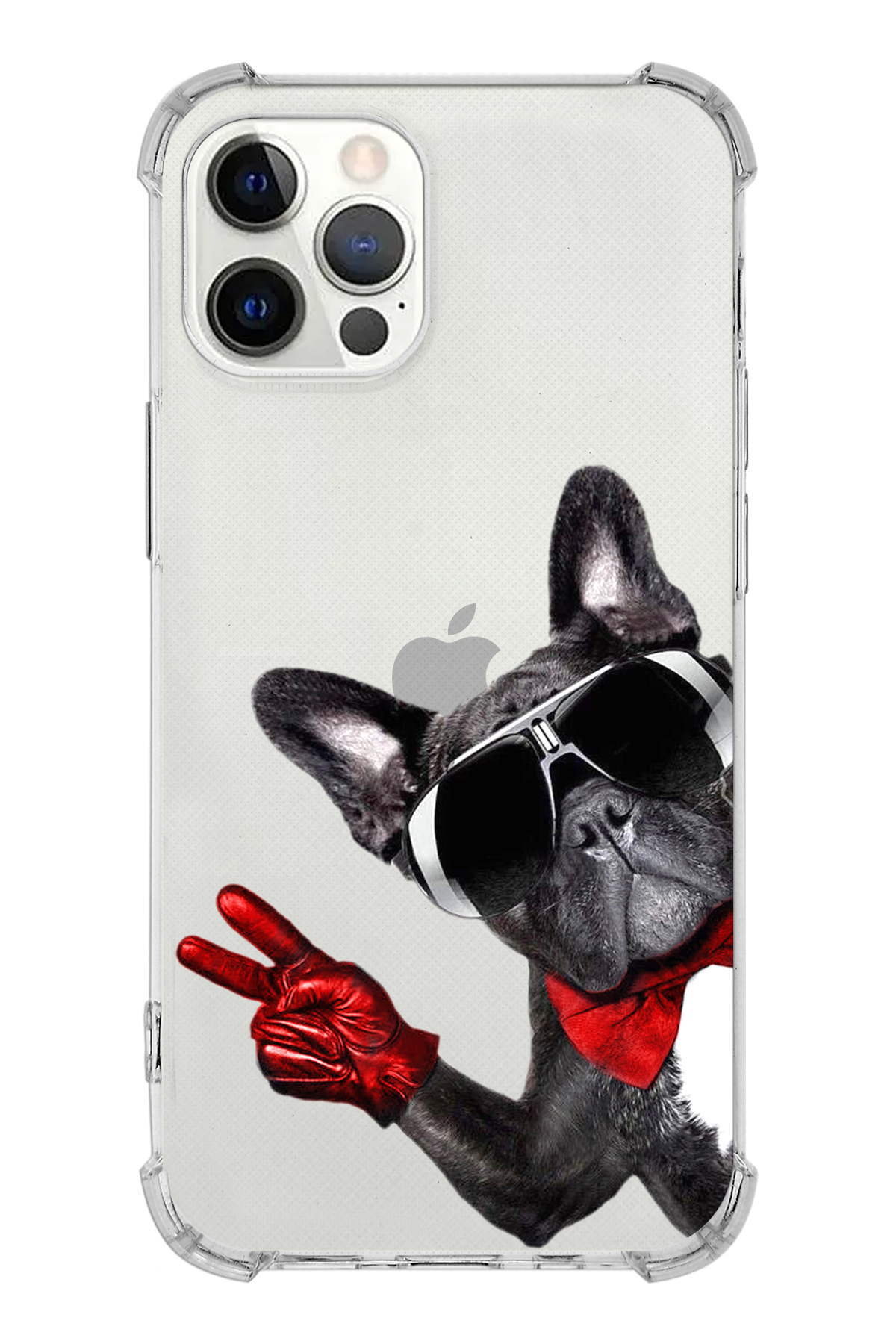 PrintiFy Apple iPhone 12 Pro Max Uyumlu Köpek 2 Baskılı Şeffaf Köşe Korumalı Antişok Kılıf