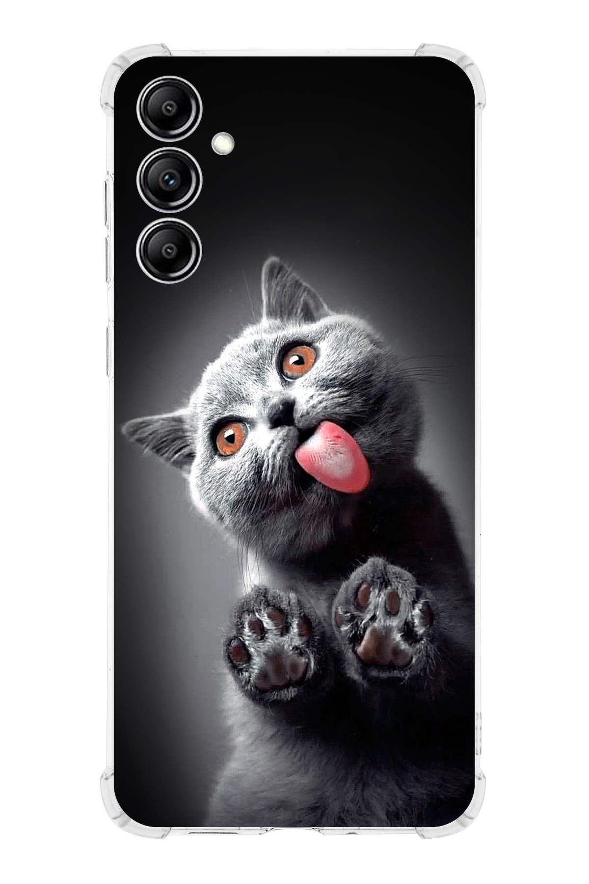 Samsung Galaxy A24 Uyumlu Kedi 2 Baskılı Şeffaf Köşe Korumalı Antişok Kılıf