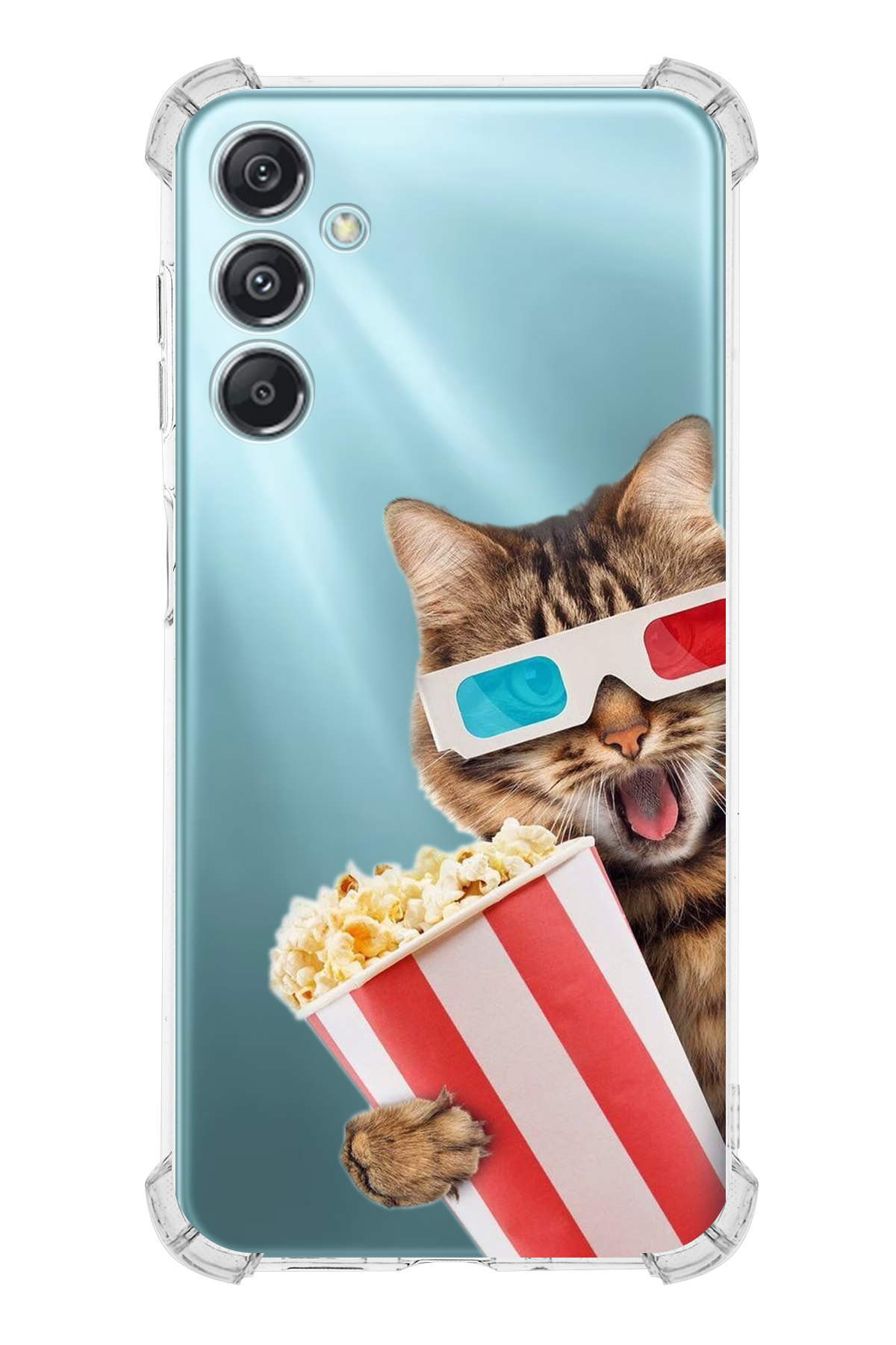 Samsung Galaxy M34 5G Uyumlu Kedi 1 Baskılı Şeffaf Köşe Korumalı Antişok Kılıf
