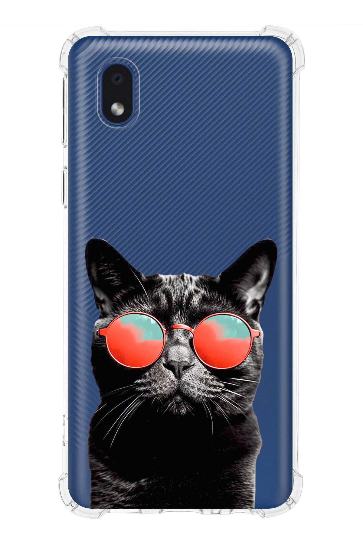 Samsung Galaxy A01 Core Uyumlu Kedi 3 Baskılı Şeffaf Köşe Korumalı Antişok Kılıf