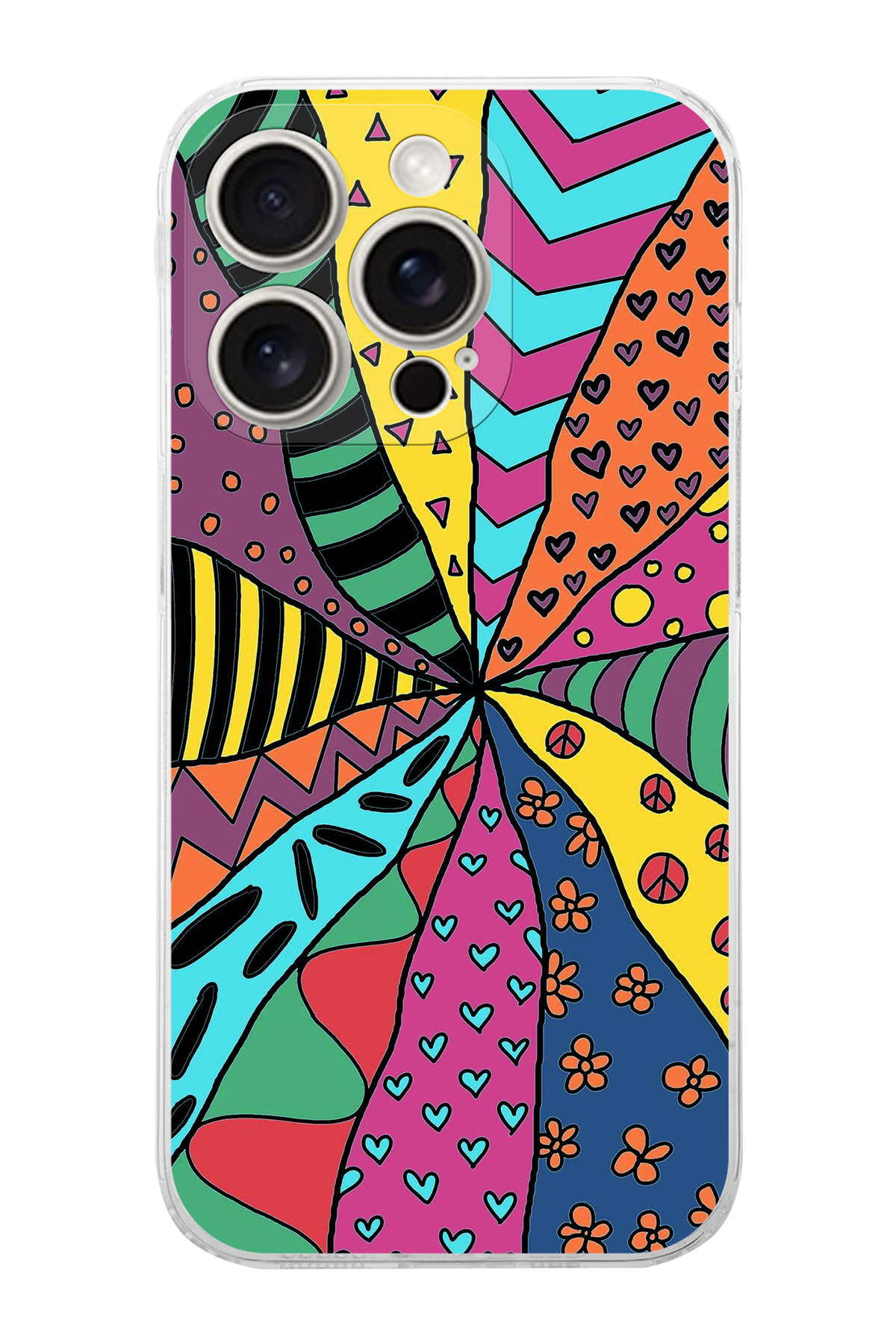 iPhone 15 Pro Max ile Uyumlu Retro Color 4 Kamera Korumalı Şeffaf Kılıf