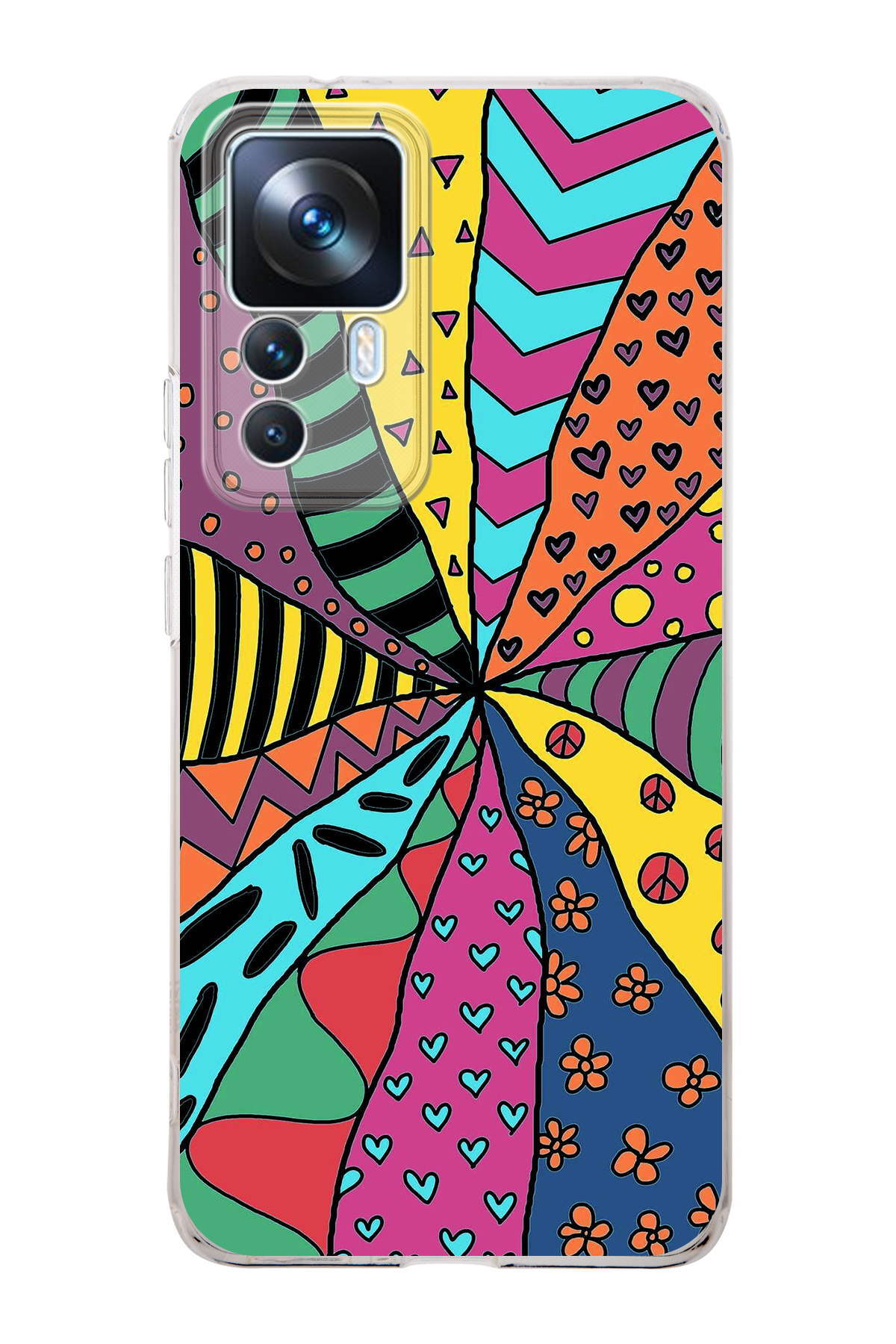 Xiaomi Mi 12T ile Uyumlu Retro Color 4 Kamera Korumalı Şeffaf Kılıf