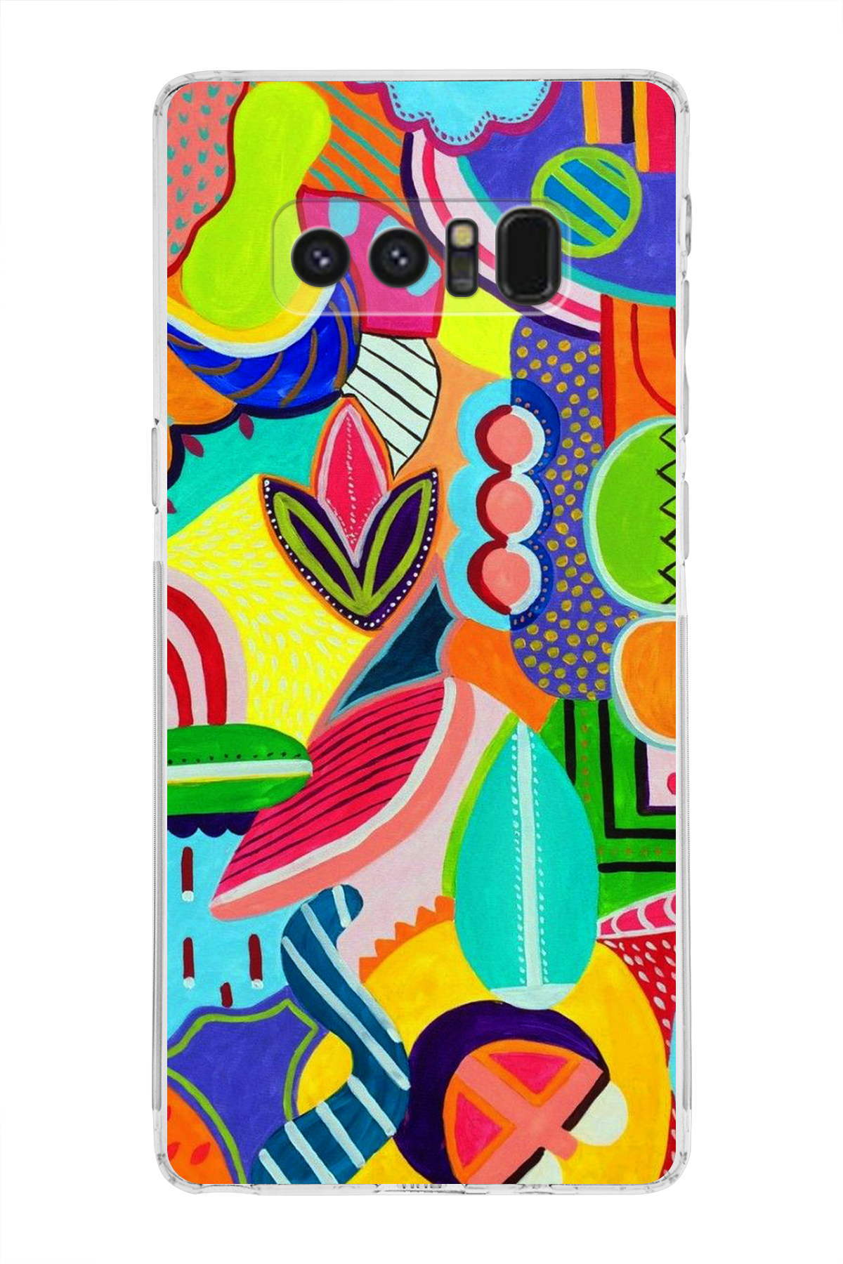 Samsung Galaxy Note 8 ile Uyumlu Retro Color 6 Kamera Korumalı Şeffaf Kılıf