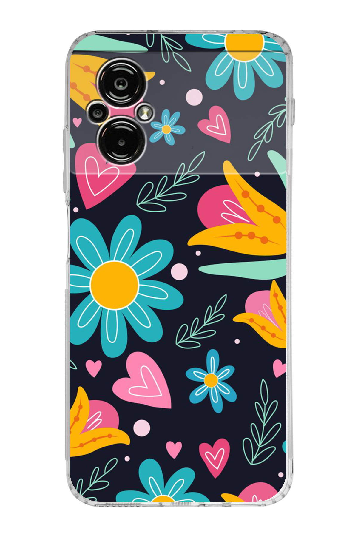 Poco M5 ile Uyumlu Retro Color 1 Kamera Korumalı Şeffaf Kılıf