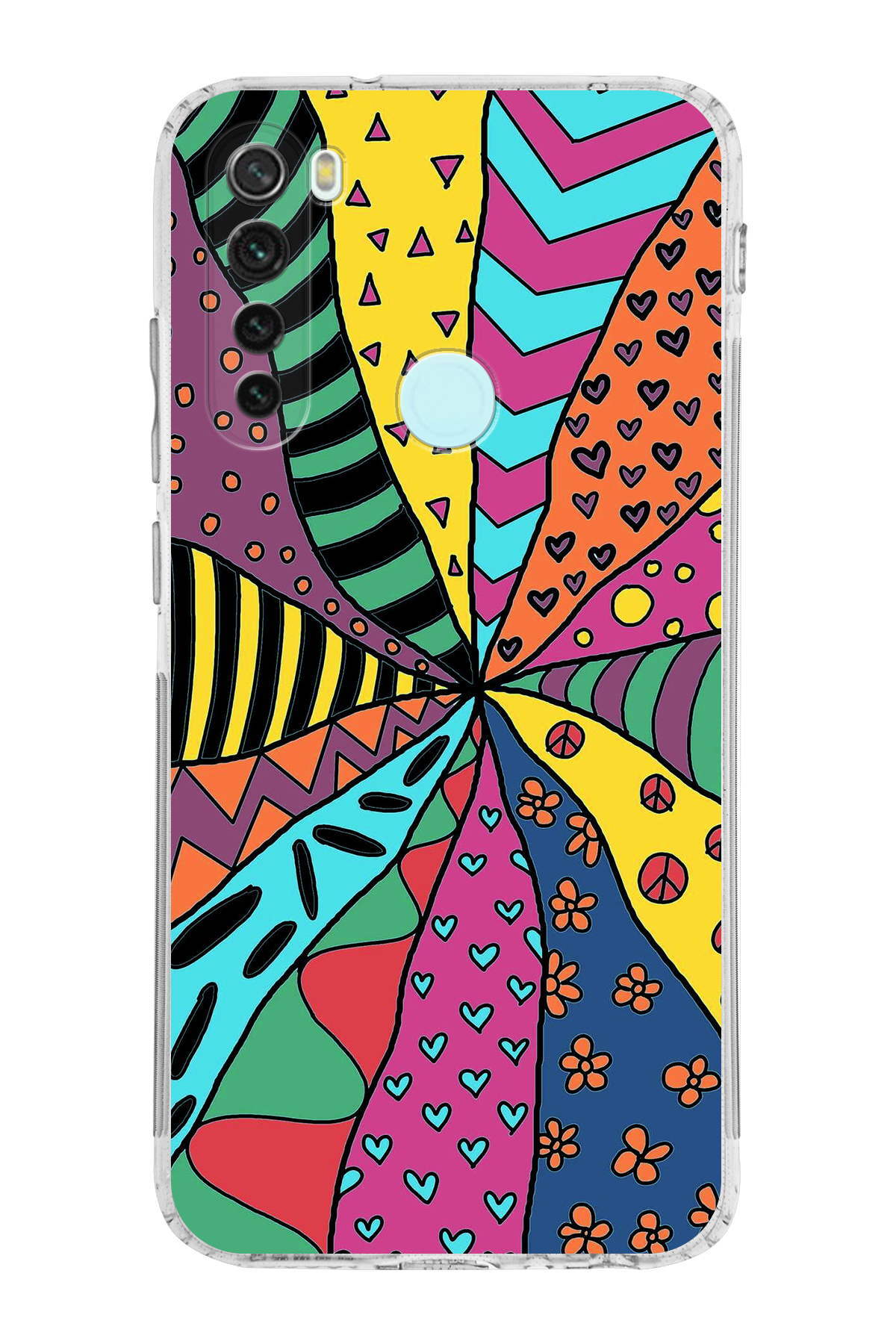 Xiaomi Redmi Note 8 ile Uyumlu Retro Color 4 Kamera Korumalı Şeffaf Kılıf