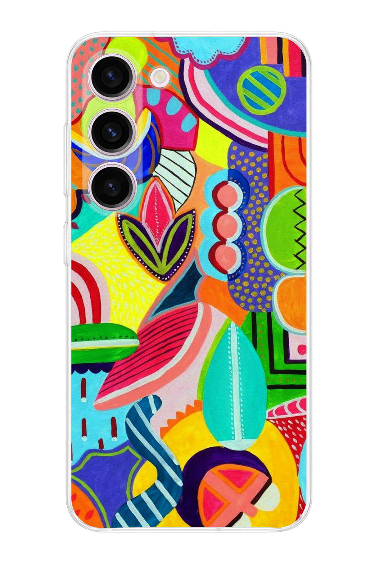 Samsung Galaxy S23 Plus ile Uyumlu Retro Color 6 Kamera Korumalı Şeffaf Kılıf