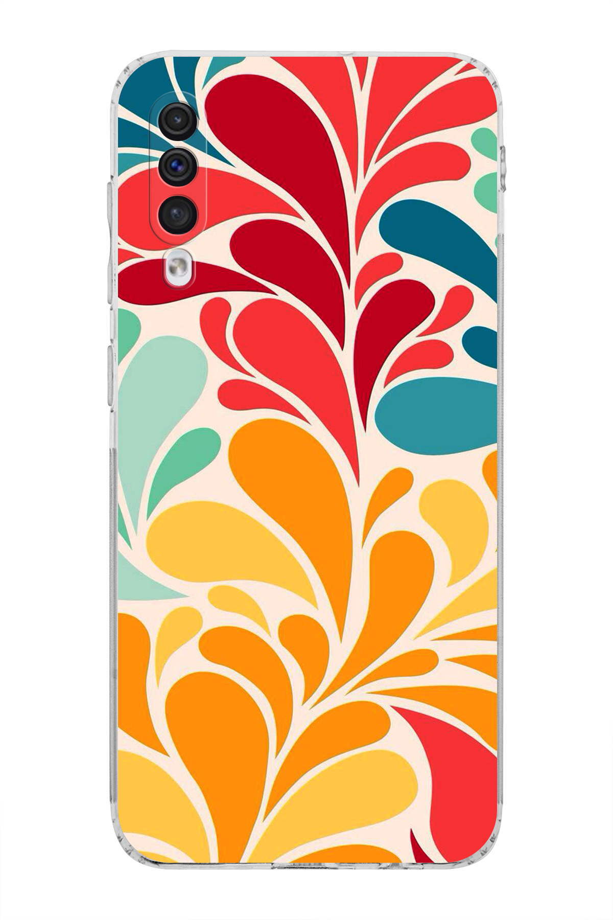 Samsung Galaxy A50s ile Uyumlu Retro Color 5 Kamera Korumalı Şeffaf Kılıf