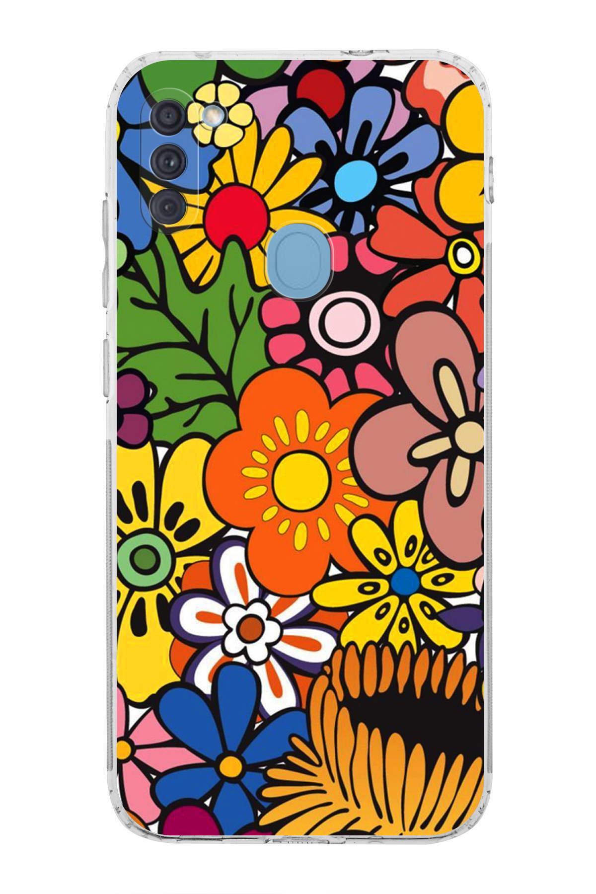 Samsung Galaxy A11 ile Uyumlu Retro Color 2 Kamera Korumalı Şeffaf Kılıf