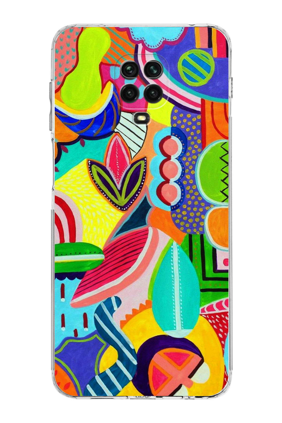 Xiaomi Redmi Note 9 Pro ile Uyumlu Retro Color 6 Kamera Korumalı Şeffaf Kılıf