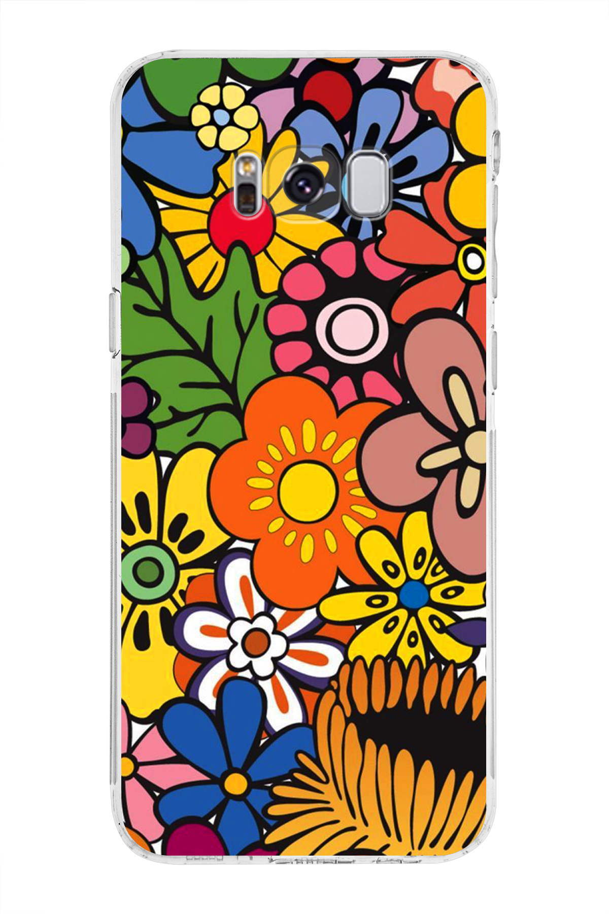 Samsung Galaxy S8 Plus ile Uyumlu Retro Color 2 Kamera Korumalı Şeffaf Kılıf