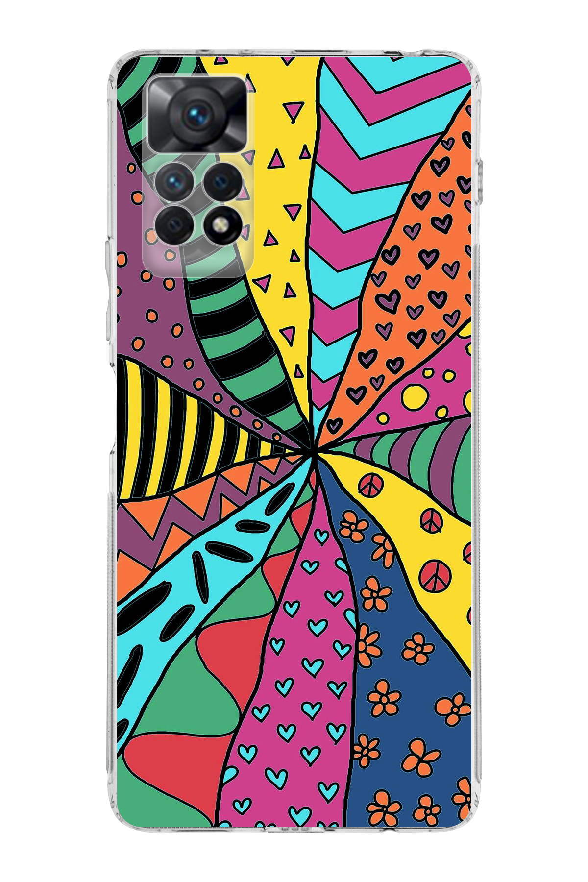 Xiaomi Redmi Note 12 Pro ile Uyumlu Retro Color 4 Kamera Korumalı Şeffaf Kılıf