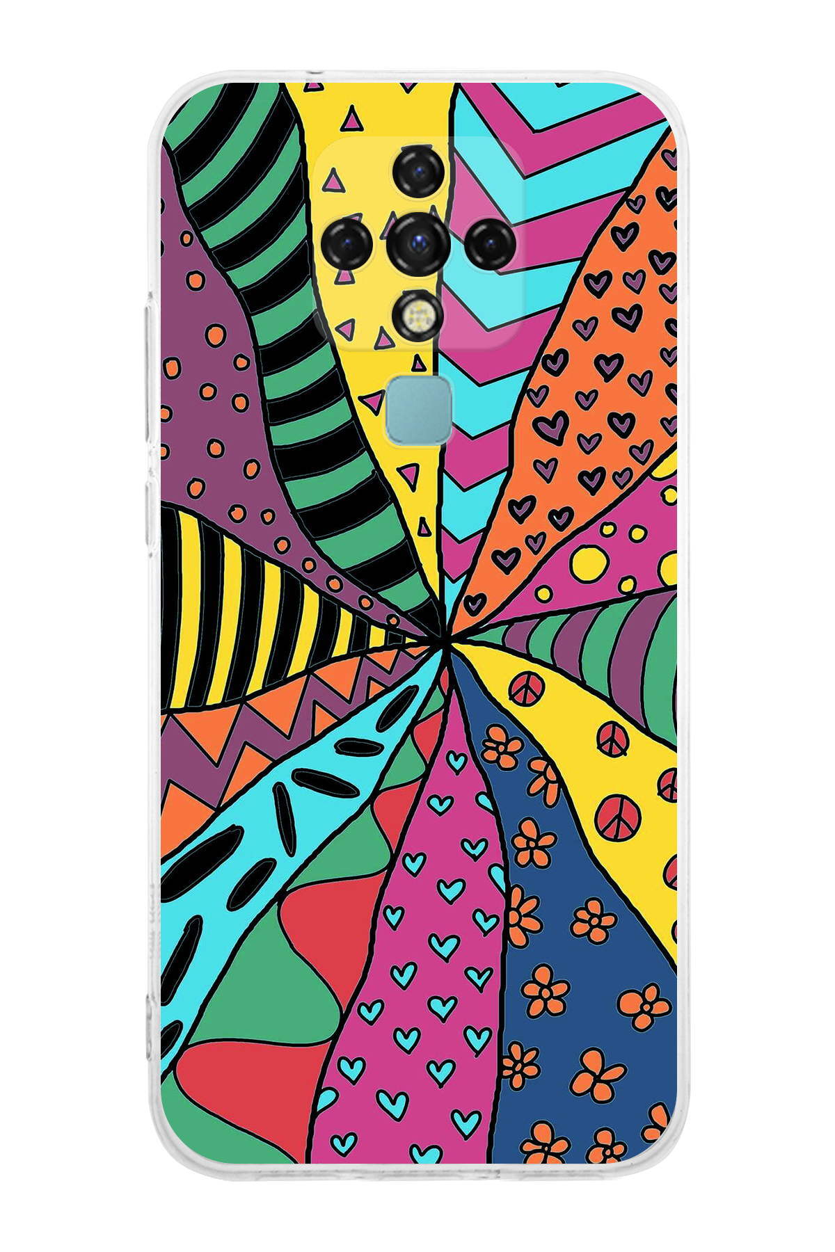 Tecno Camon 18 ile Uyumlu Retro Color 4 Kamera Korumalı Şeffaf Kılıf