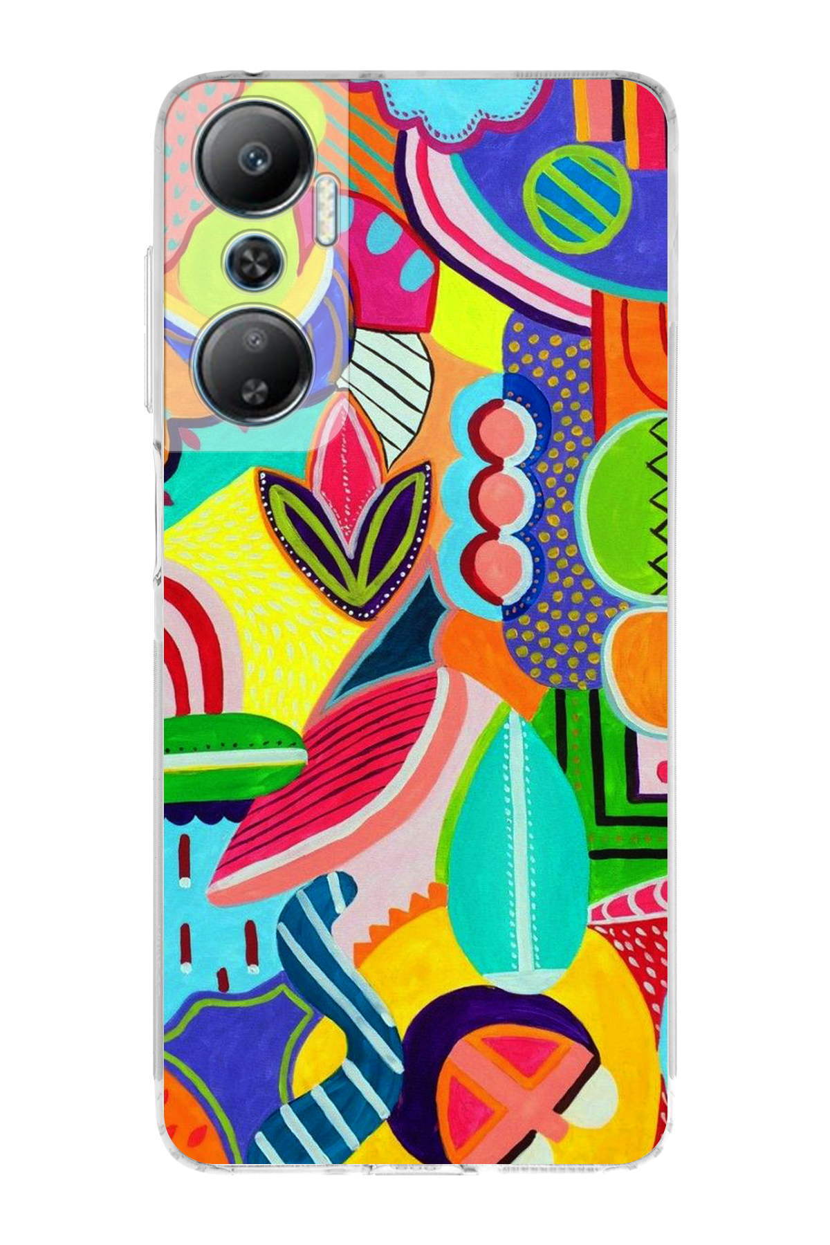 İnfinix Hot 20 ile Uyumlu Retro Color 6 Kamera Korumalı Şeffaf Kılıf