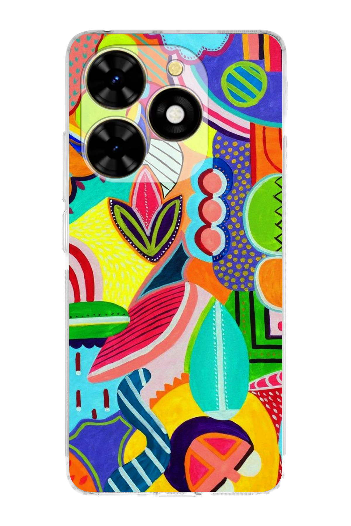 Tecno Spark Go 2023 ile Uyumlu Retro Color 6 Kamera Korumalı Şeffaf Kılıf