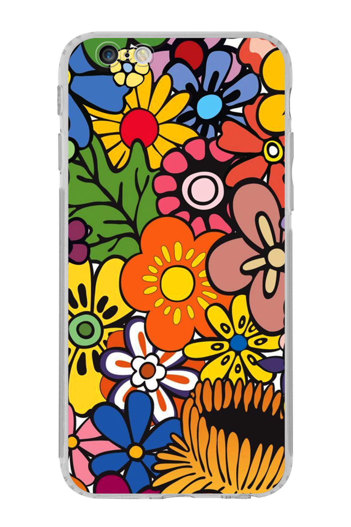 iPhone 6 ile Uyumlu Retro Color 2 Kamera Korumalı Şeffaf Kılıf