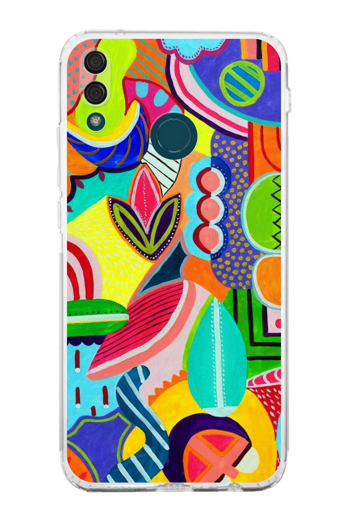 Huawei Y9 2019 ile Uyumlu Retro Color 6 Kamera Korumalı Şeffaf Kılıf