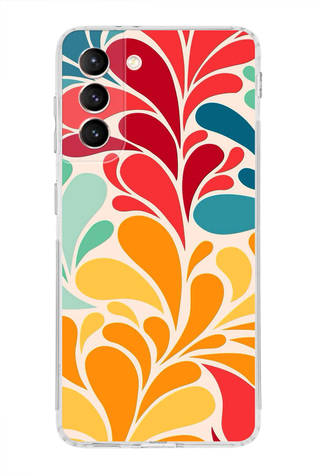 Samsung Galaxy S21 ile Uyumlu Retro Color 5 Kamera Korumalı Şeffaf Kılıf