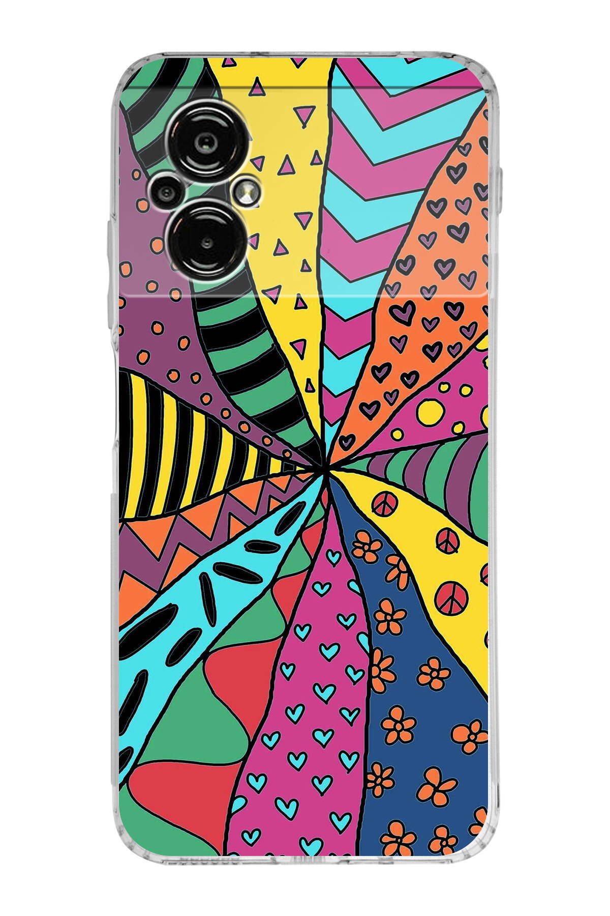 Poco M5 ile Uyumlu Retro Color 4 Kamera Korumalı Şeffaf Kılıf