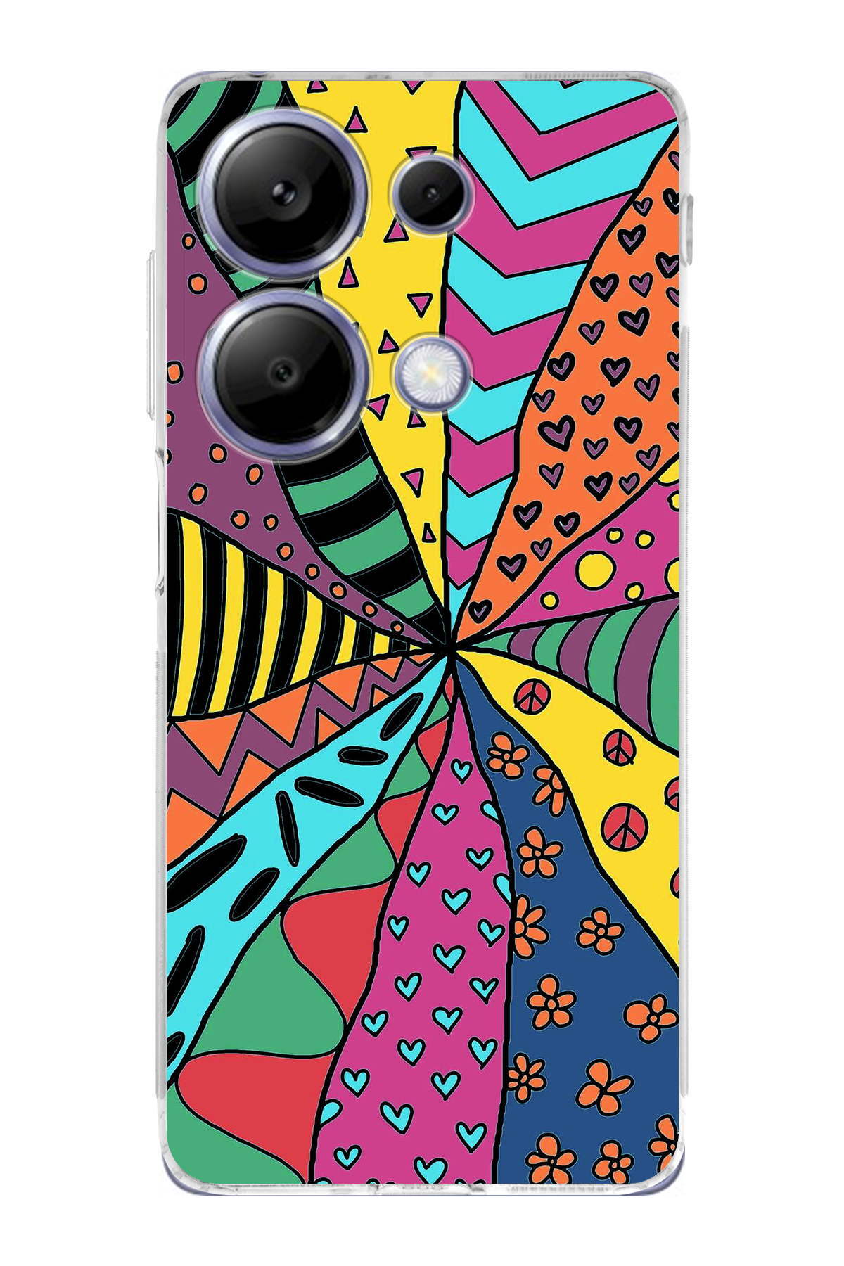 Xiaomi Redmi Note 13 Pro 4G ile Uyumlu Retro Color 4 Kamera Korumalı Şeffaf Kılıf