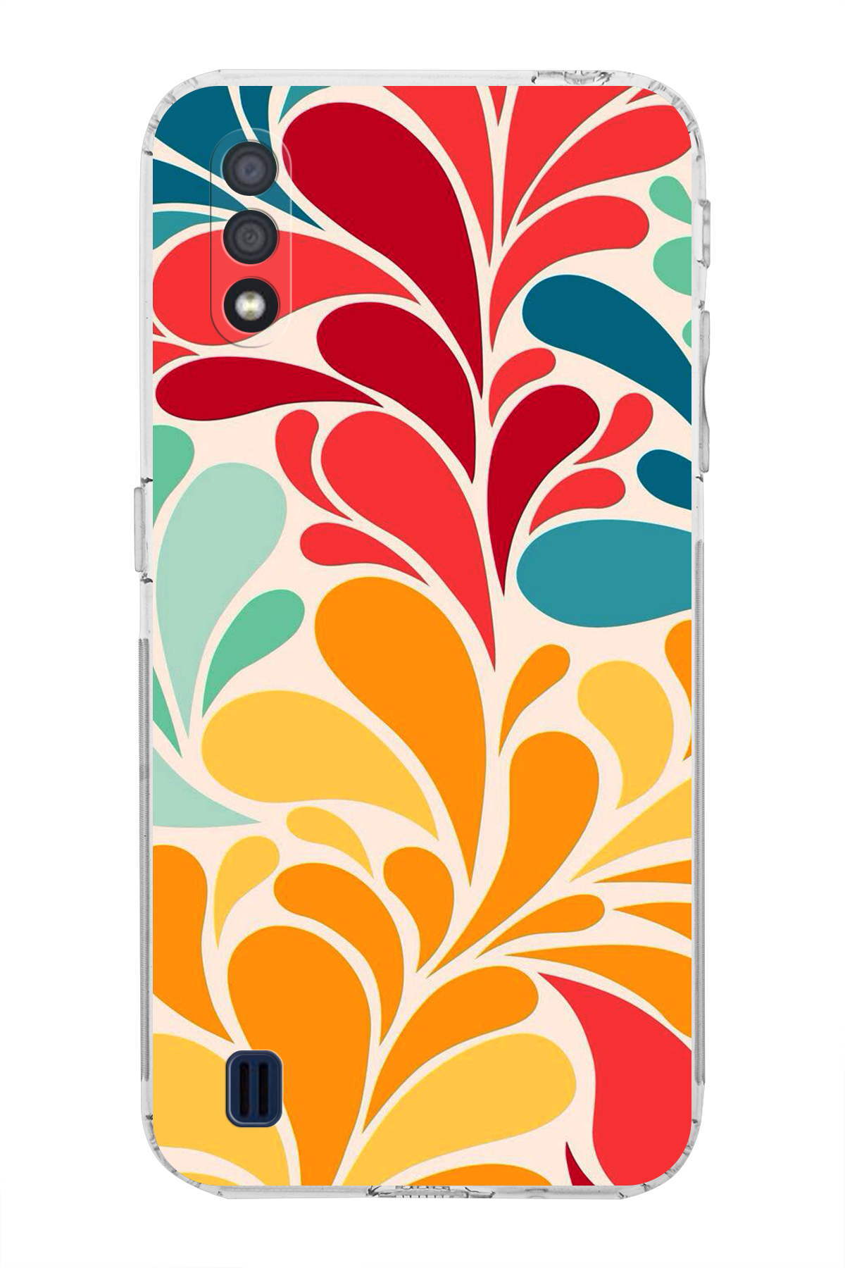 Samsung Galaxy A01 ile Uyumlu Retro Color 5 Kamera Korumalı Şeffaf Kılıf