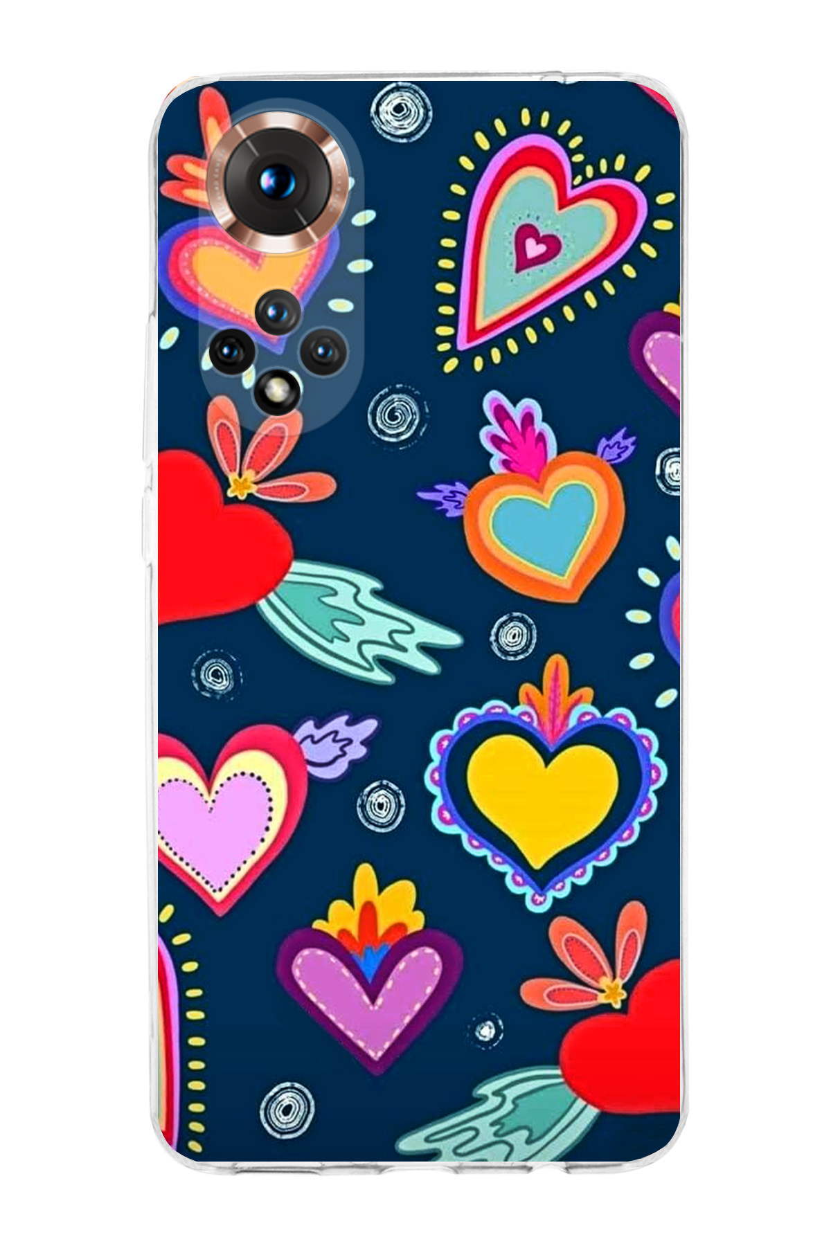 Honor 50 ile Uyumlu Retro Color 3 Kamera Korumalı Şeffaf Kılıf