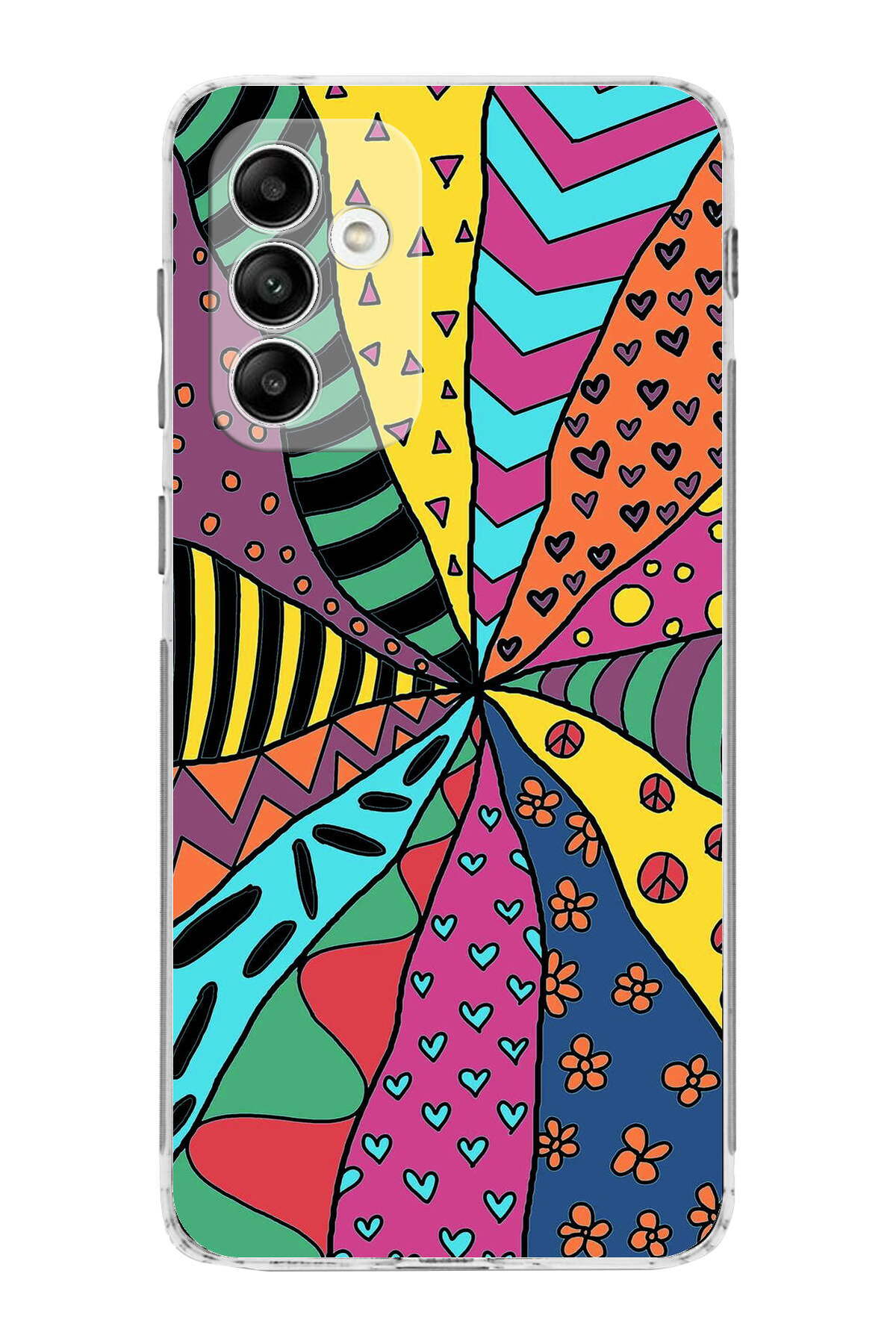 Samsung Galaxy A04s ile Uyumlu Retro Color 4 Kamera Korumalı Şeffaf Kılıf