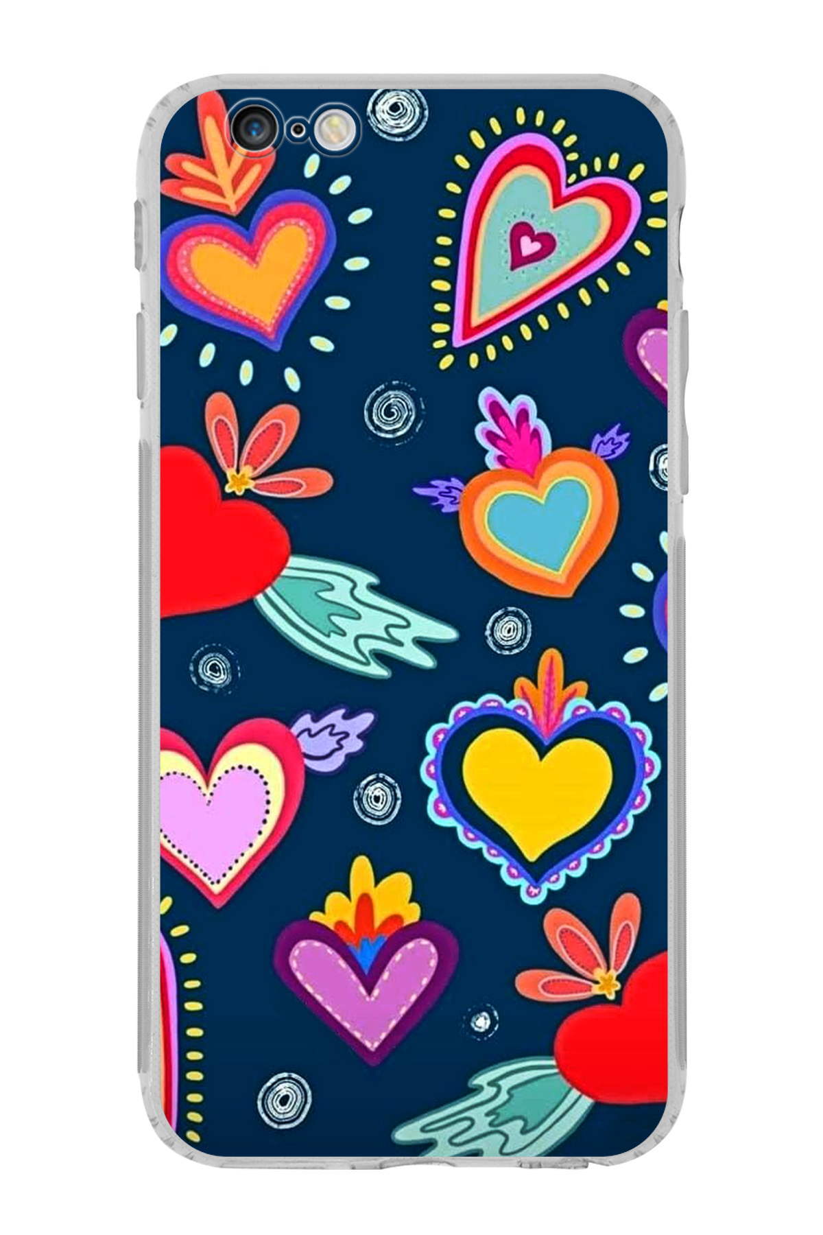 iPhone 6S ile Uyumlu Retro Color 3 Kamera Korumalı Şeffaf Kılıf