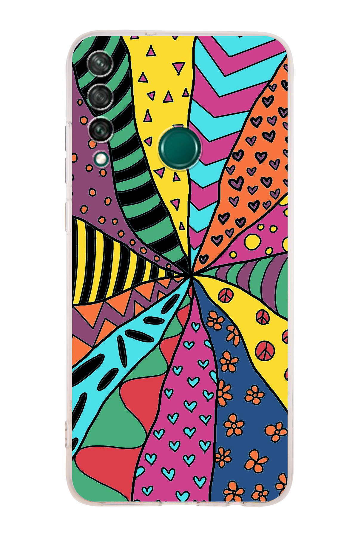 Huawei Y6P ile Uyumlu Retro Color 4 Kamera Korumalı Şeffaf Kılıf