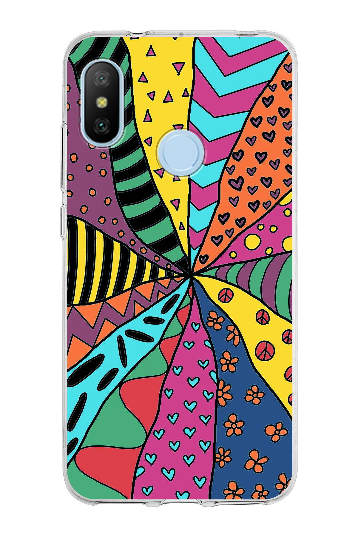 Xiaomi Mi A2 Lite ile Uyumlu Retro Color 4 Kamera Korumalı Şeffaf Kılıf